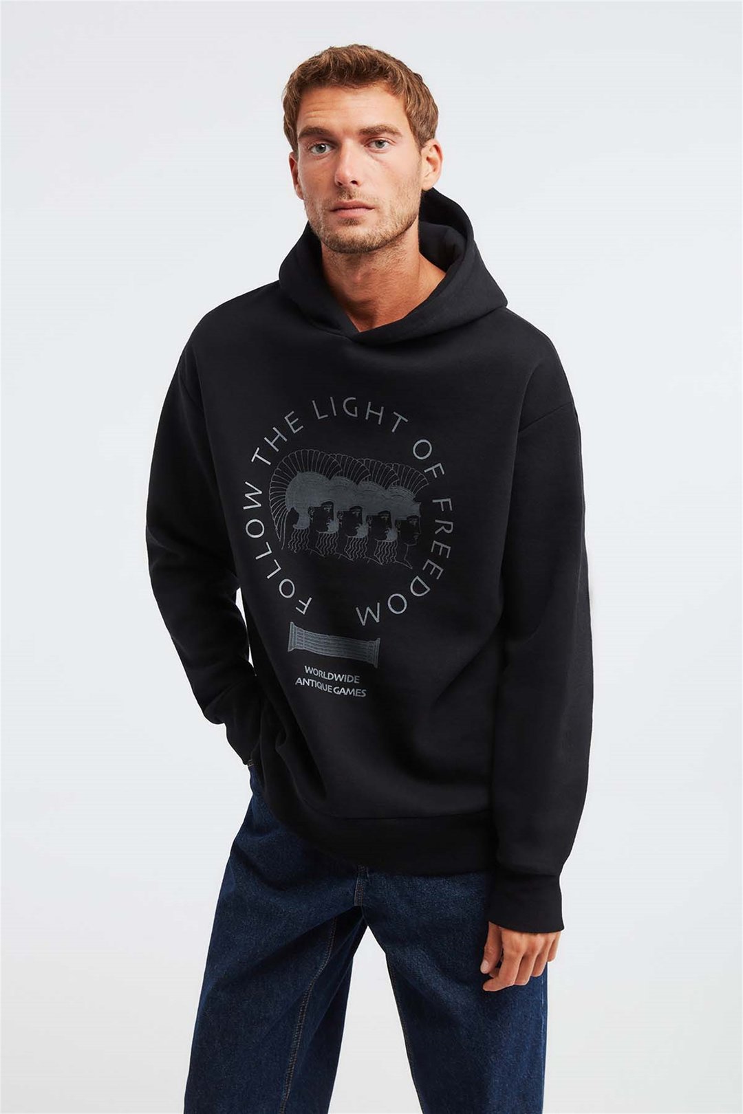 OLYMPOS Örme Oversize Siyah  Sweatshirt