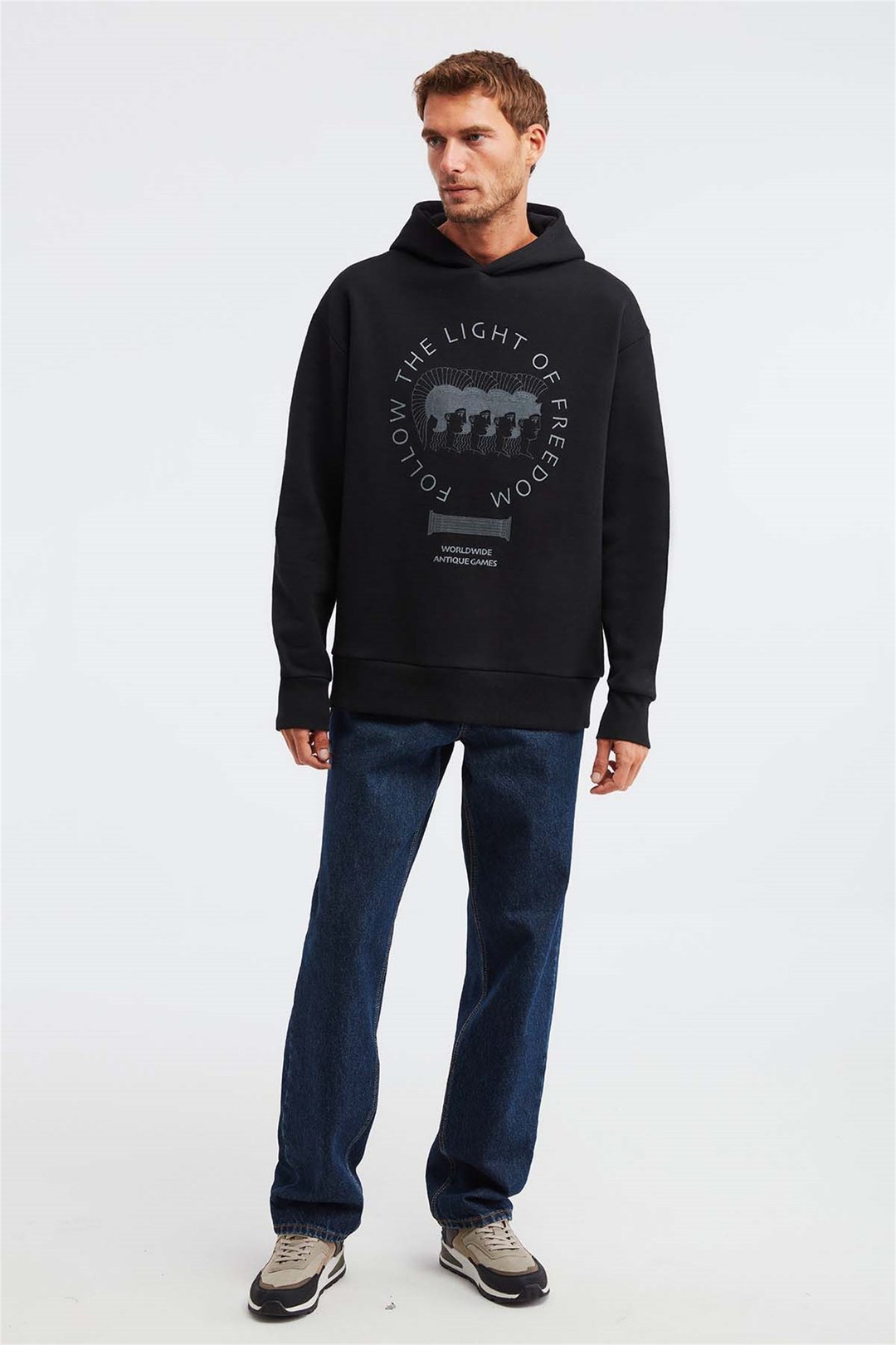 OLYMPOS Örme Oversize Siyah  Sweatshirt