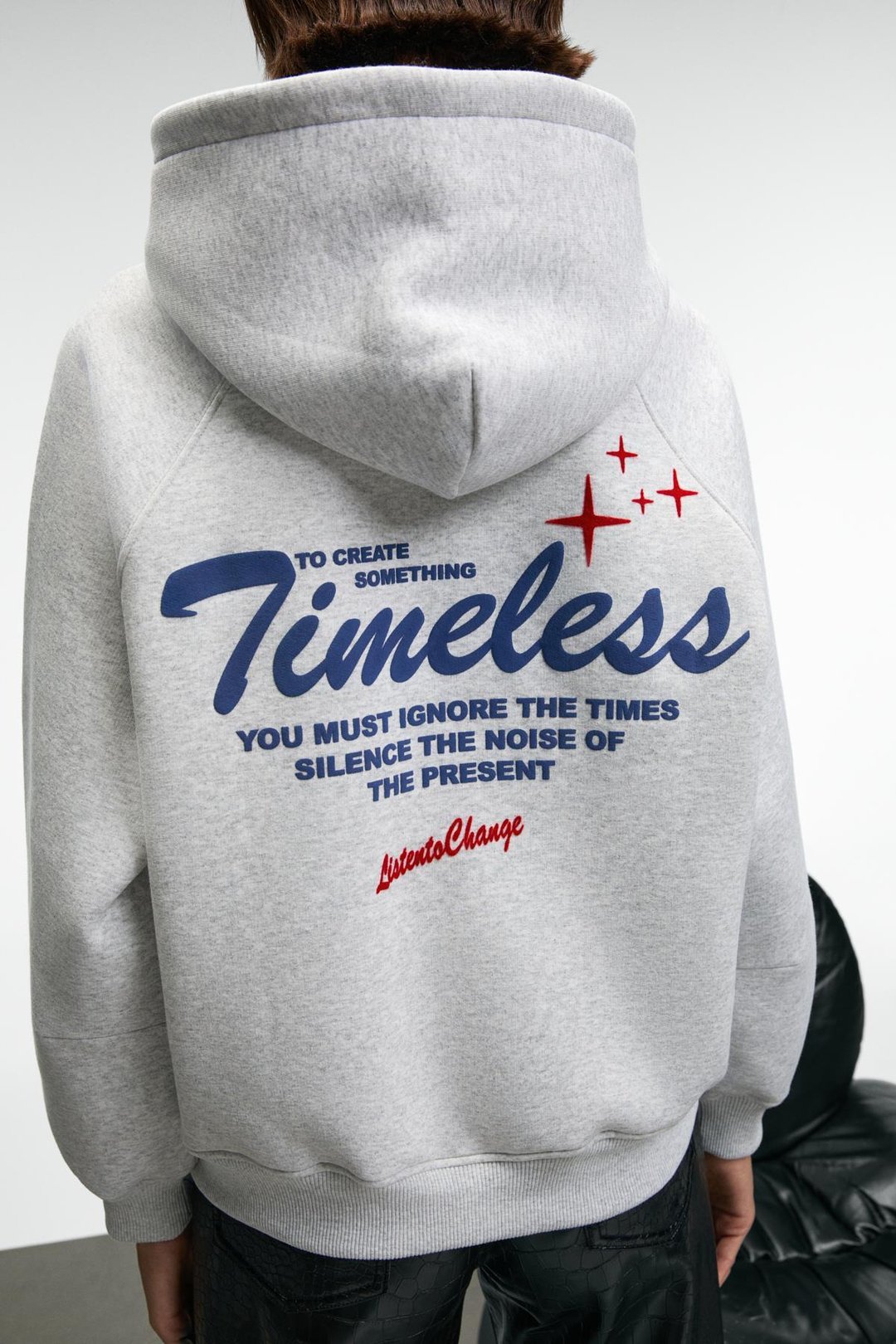 ORINQUE Kadın Kapüşonlu Baskı ve Nakış Detaylı Oversize Grimelanj Sweatshirt