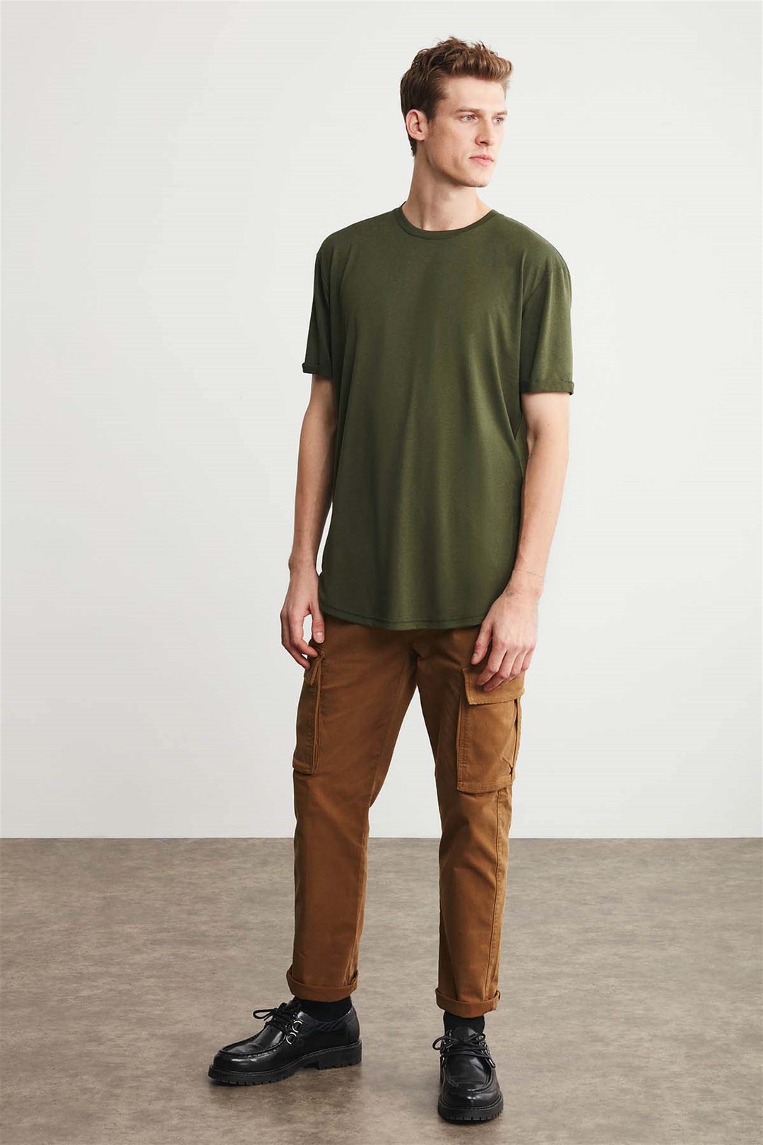 OSCAR Örme Comfort Fit Haki  T-Shirt