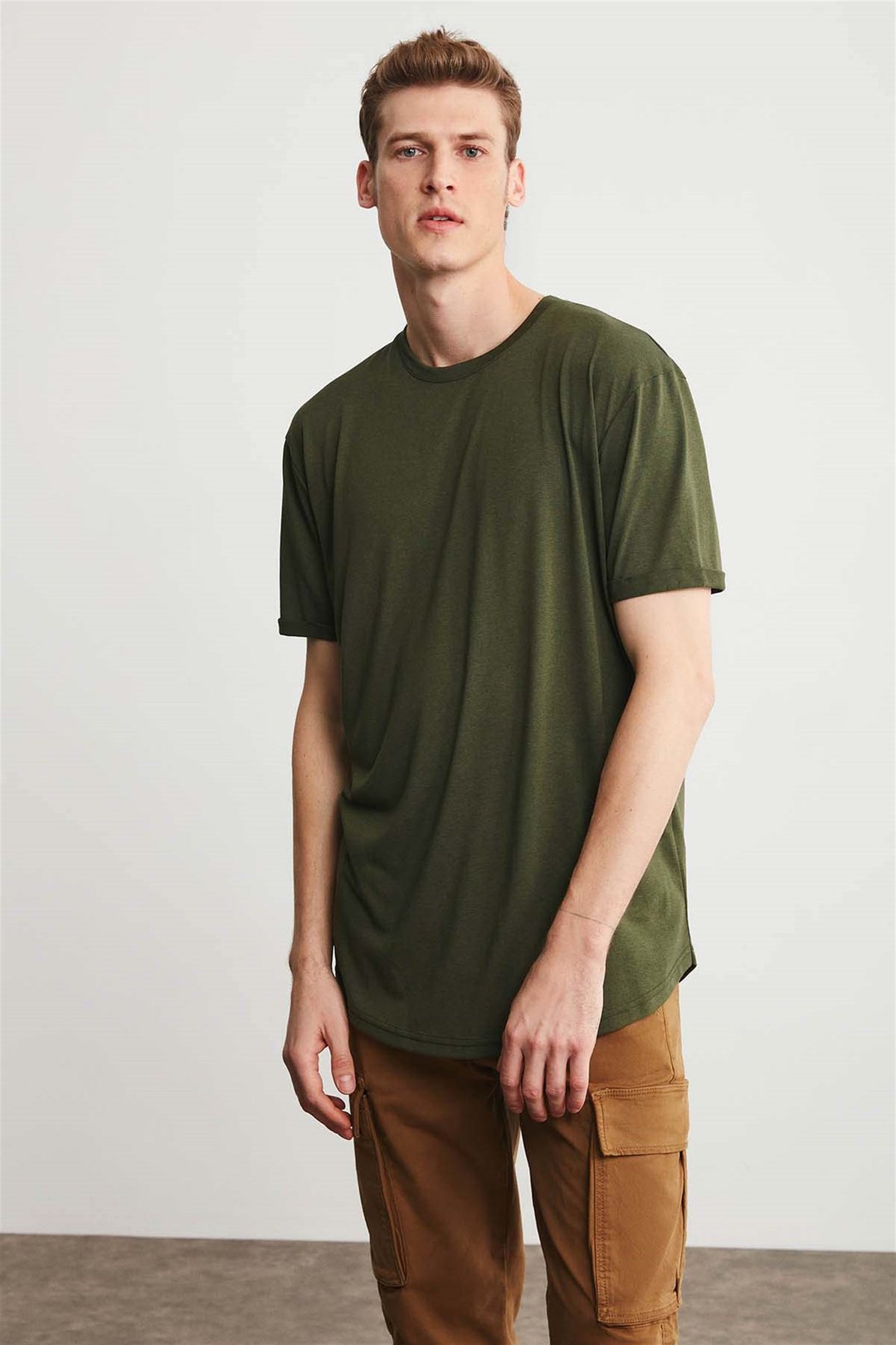 OSCAR Örme Comfort Fit Haki  T-Shirt