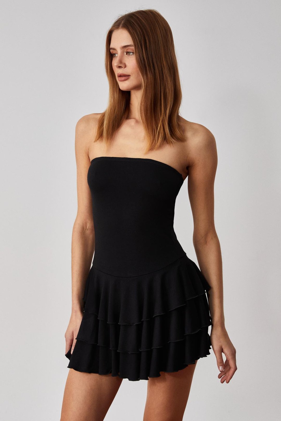 OVIA Kadın Kolsuz Slim Mini Siyah Elbise