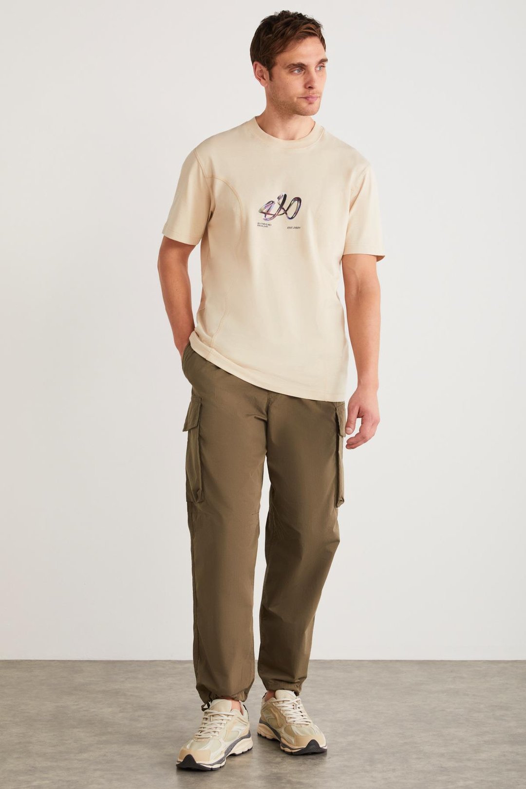 PABLO Basic Regular Bej Tekli T-Shirt