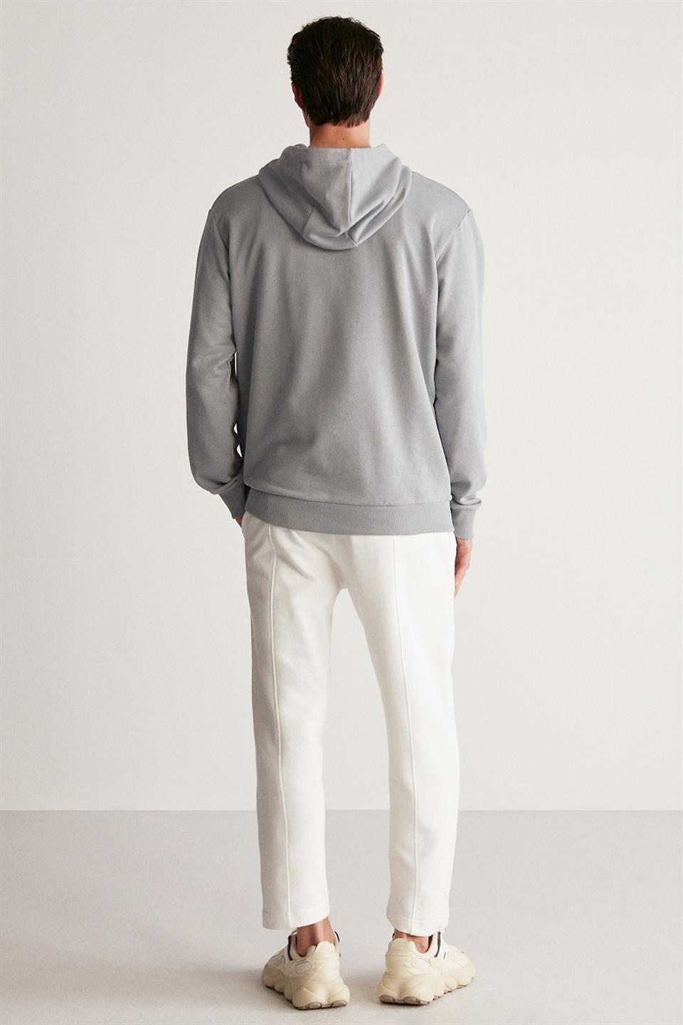 PALMER Erkek Basic Relaxed Açık Gri Tekli Sweatshirt