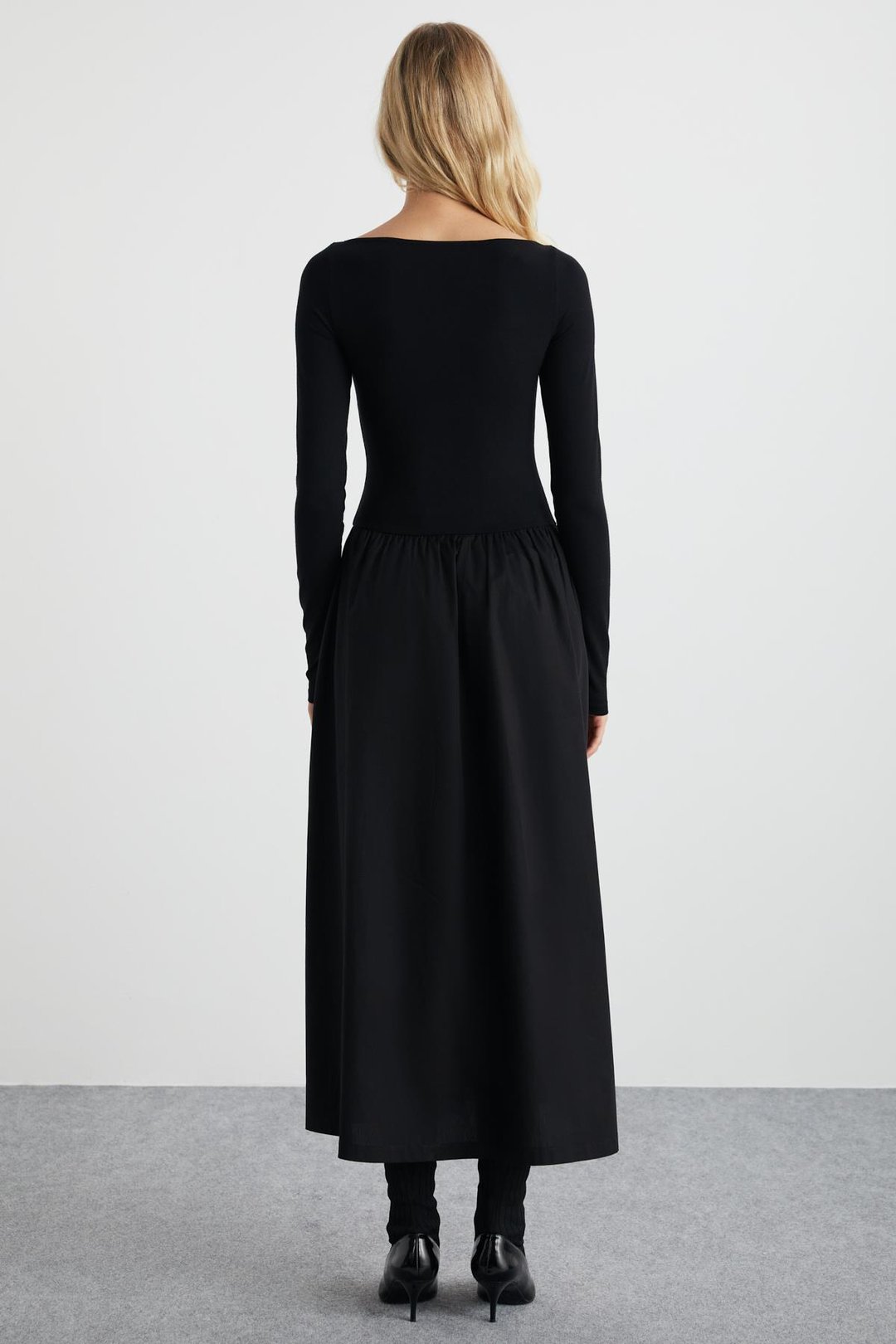 PANİ %95 Pamuk, %5 Elastan Siyah Elbise