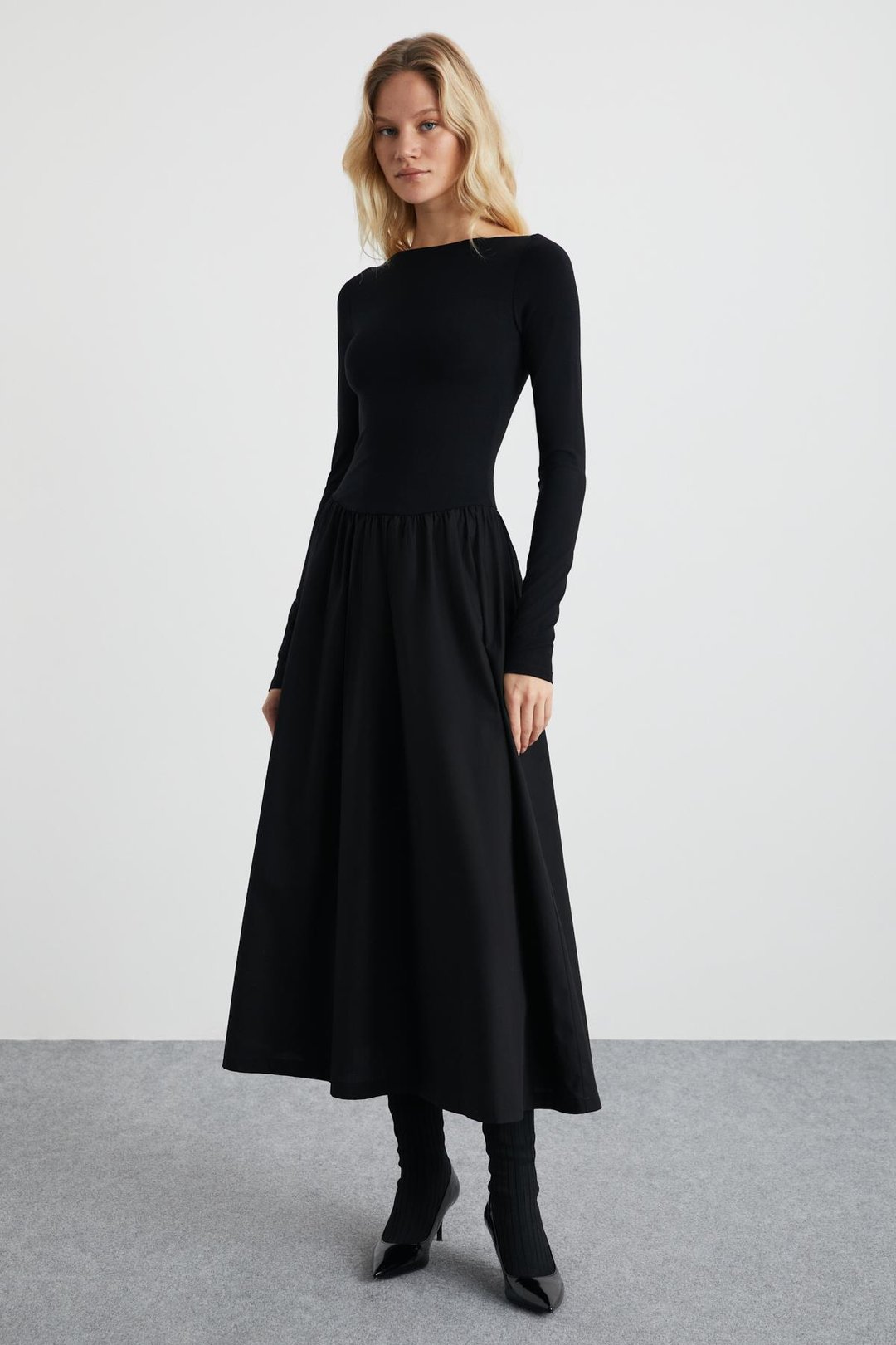 PANİ %95 Pamuk, %5 Elastan Siyah Elbise