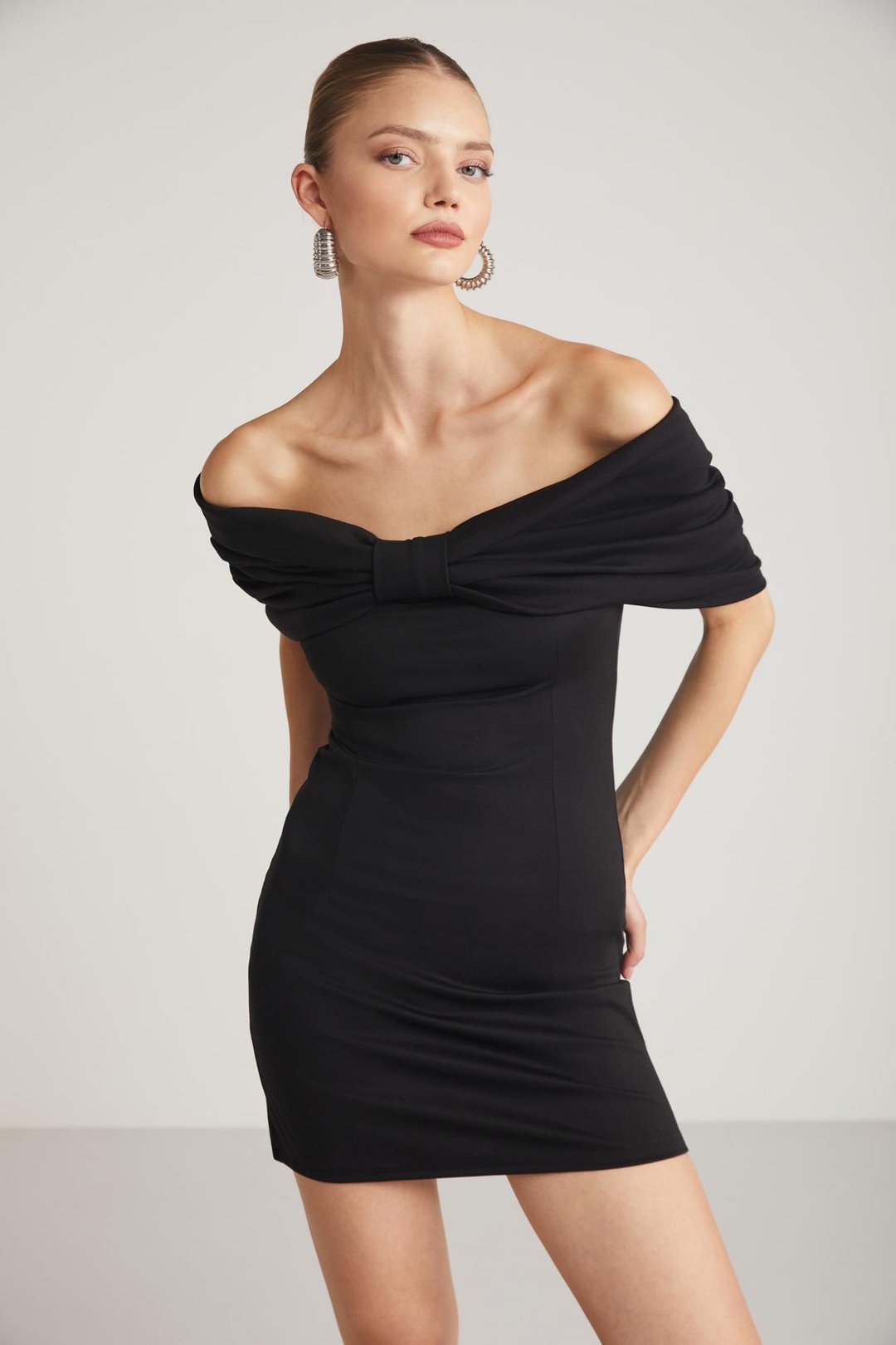 PAOLA  Regular Siyah Tekli Elbise