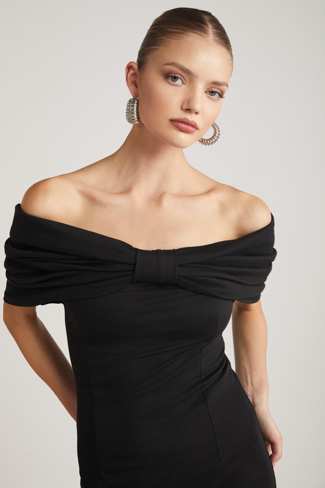 PAOLA  Regular Siyah Tekli Elbise