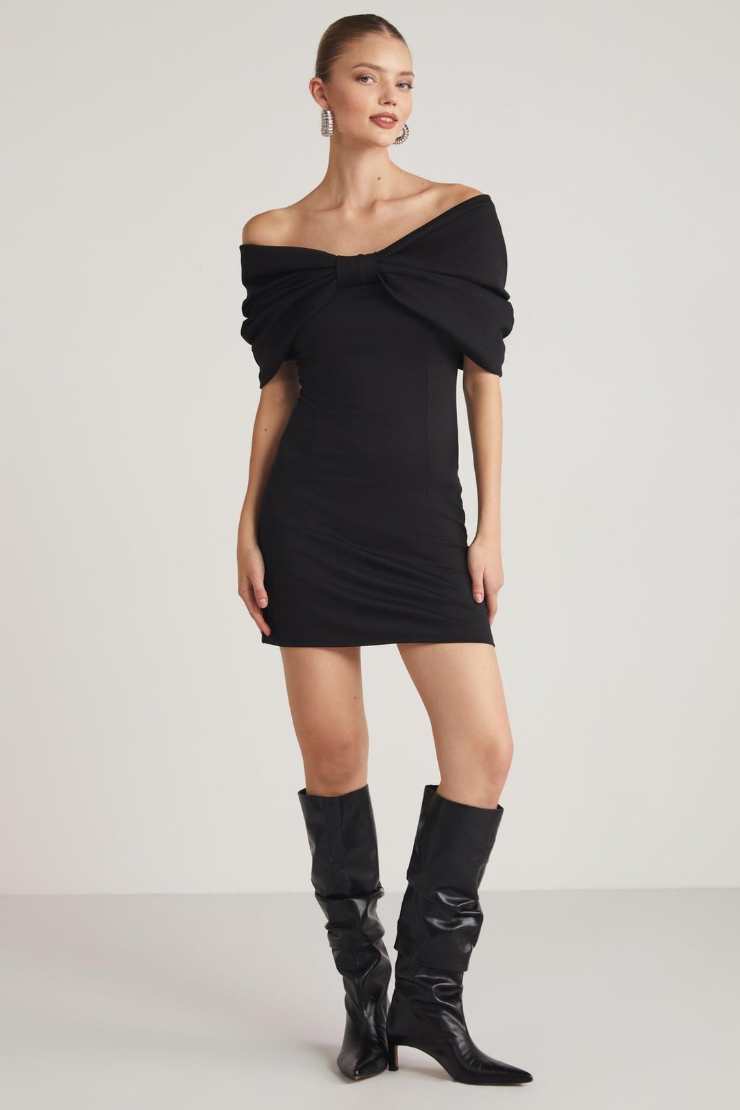 PAOLA  Regular Siyah Tekli Elbise