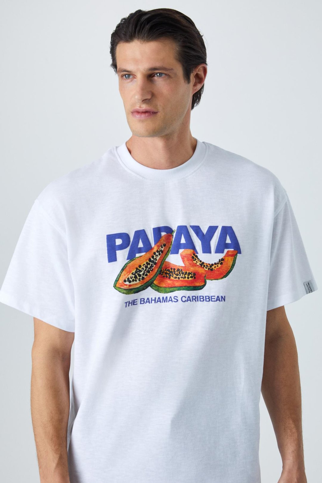 PAPAYA Erkek Sırt Baskılı Beyaz T-Shirt