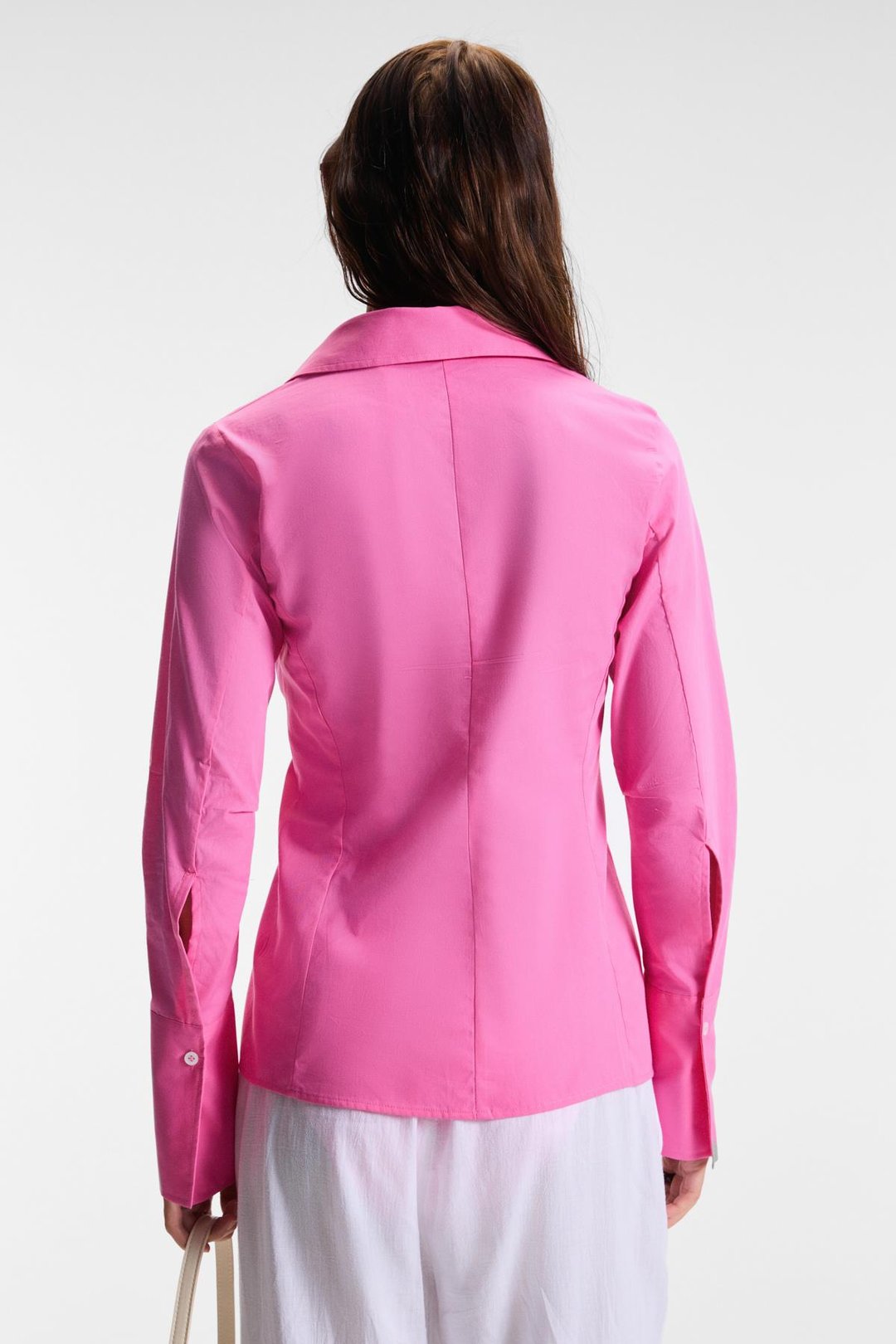 PAPILUS Kadın Regular %100 Organik Pamuk İnce Uzun Gömlek Yaka Uzun Kollu Pembe Gömlek