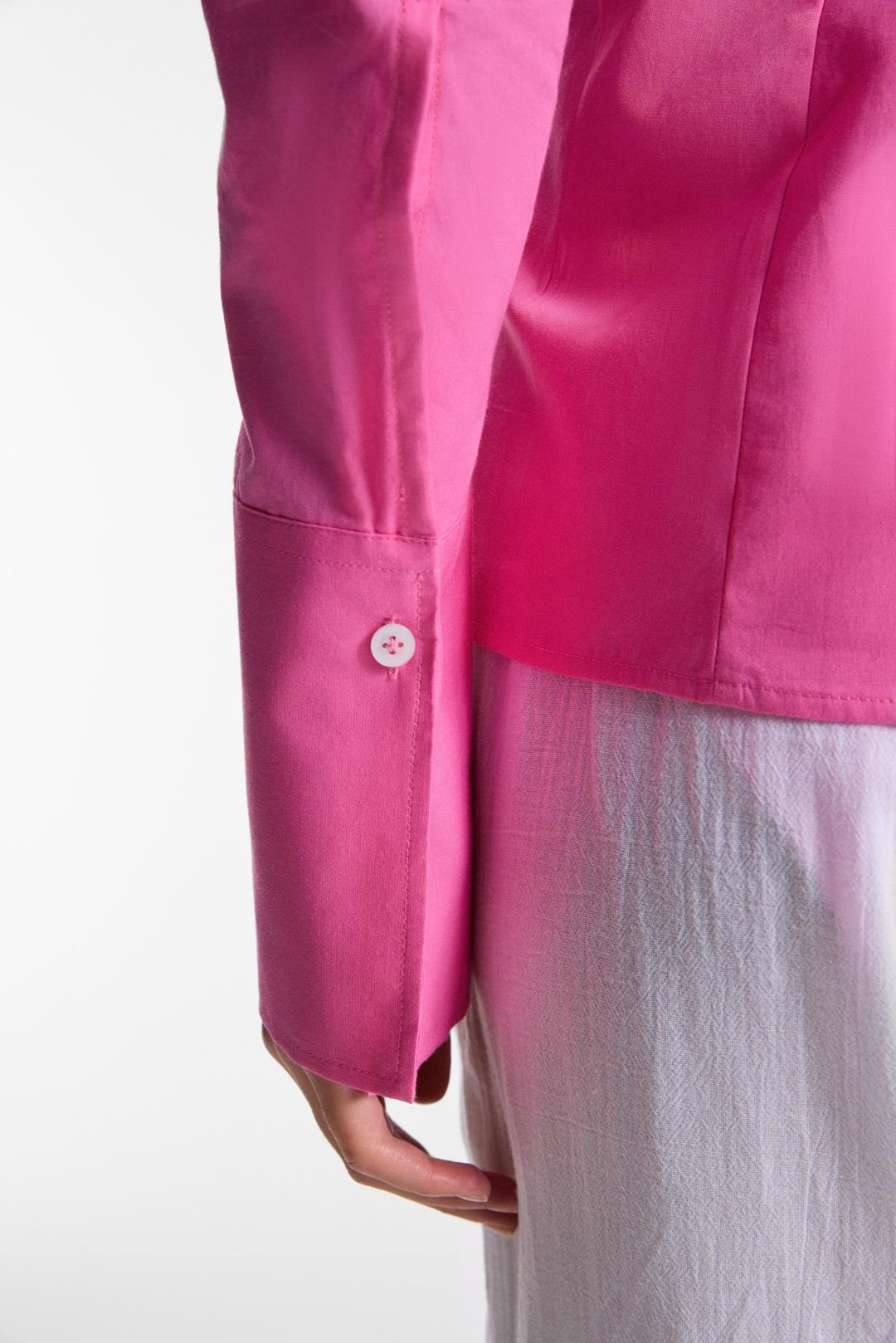 PAPILUS Kadın Regular %100 Organik Pamuk İnce Uzun Gömlek Yaka Uzun Kollu Pembe Gömlek