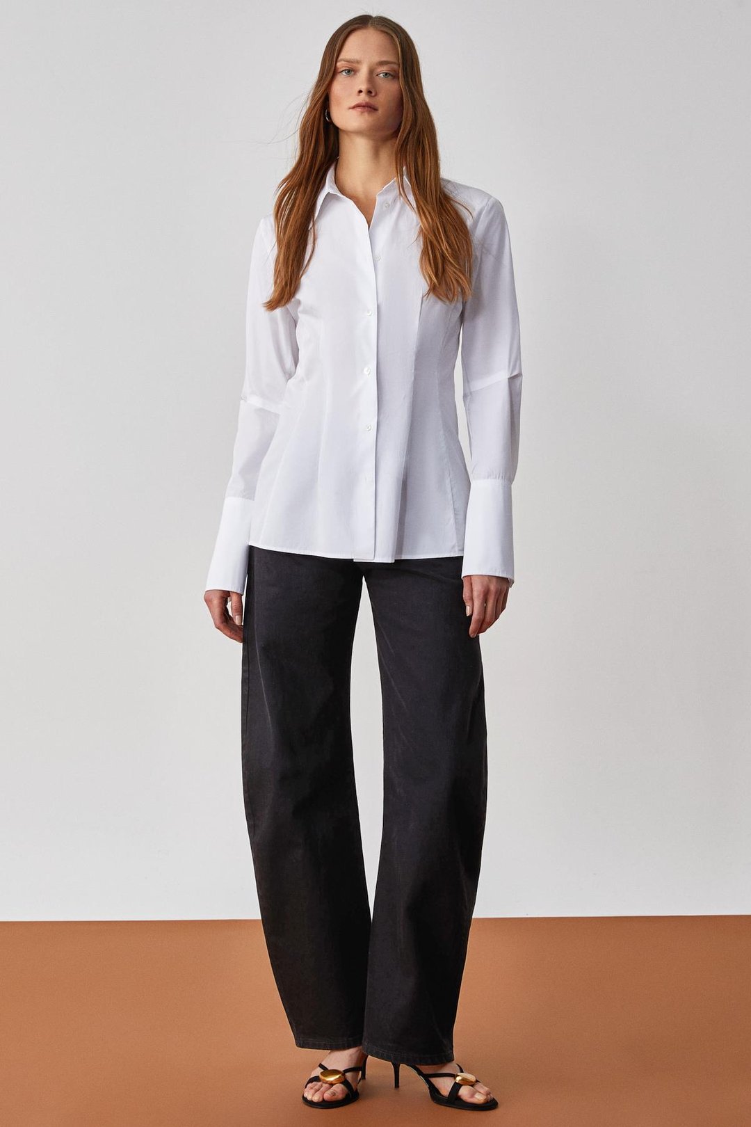 PAPILUS Kadın Regular %100 Organik Pamuk İnce Uzun Gömlek Yaka Uzun Kollu Beyaz Gömlek