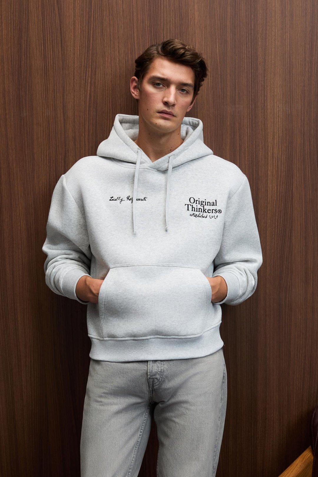 PASCAL Erkek Kapüşonlu Kanguru Cepli Önü Ve Sırtı Baskılı Regular Fit Grimelanj Sweatshirt