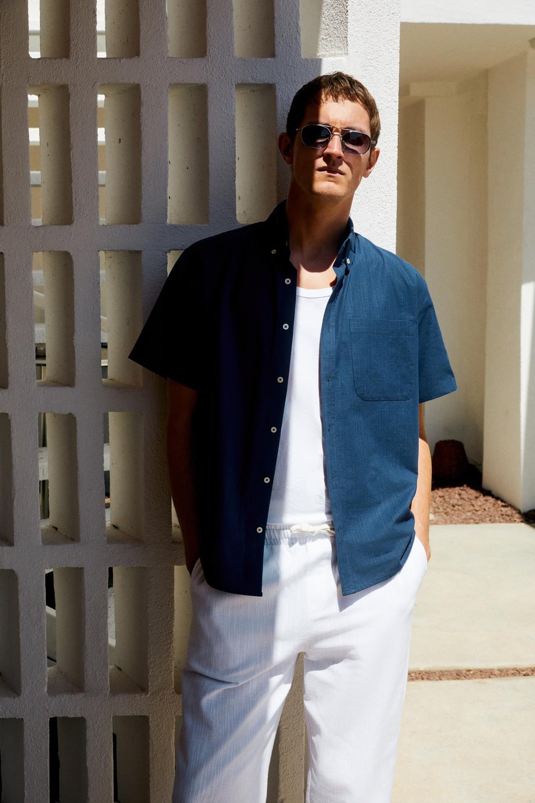 PASSI Erkek Kısa Kollu Tek Cepli Rahat Kesim Relaxed Fit Lacivert Gömlek