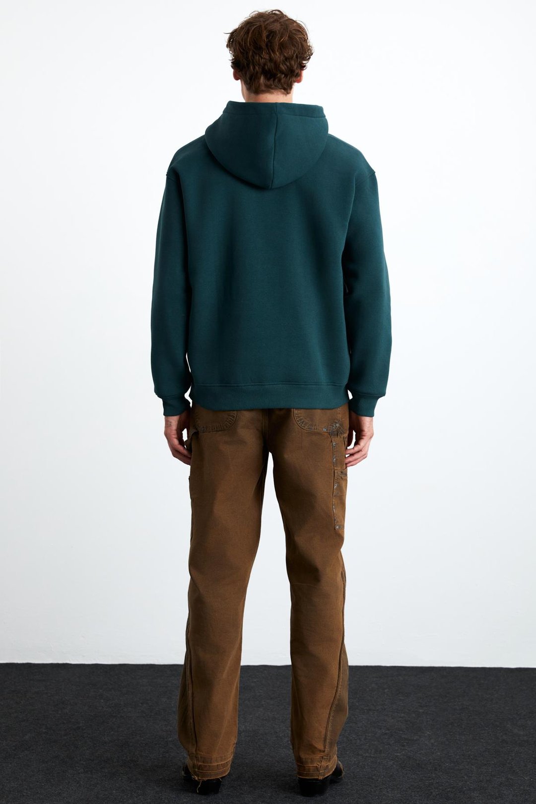 PAVLE Erkek Pamuk-Polyester Kapüşonlu Yeşil Sweatshirt