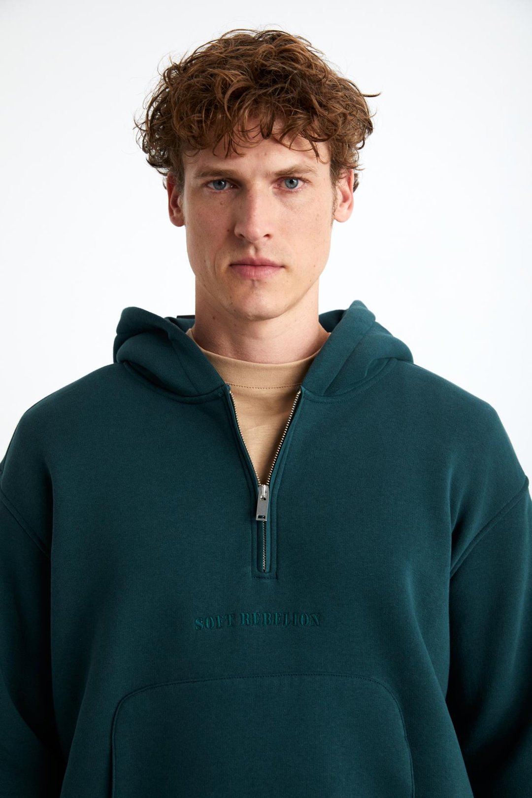 PAVLE Erkek Pamuk-Polyester Kapüşonlu Yeşil Sweatshirt