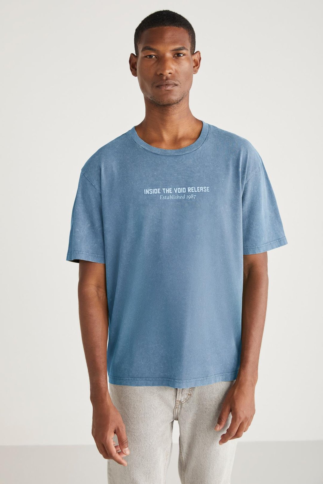 PECKY Basic Relaxed Mavi Tekli T-Shirt