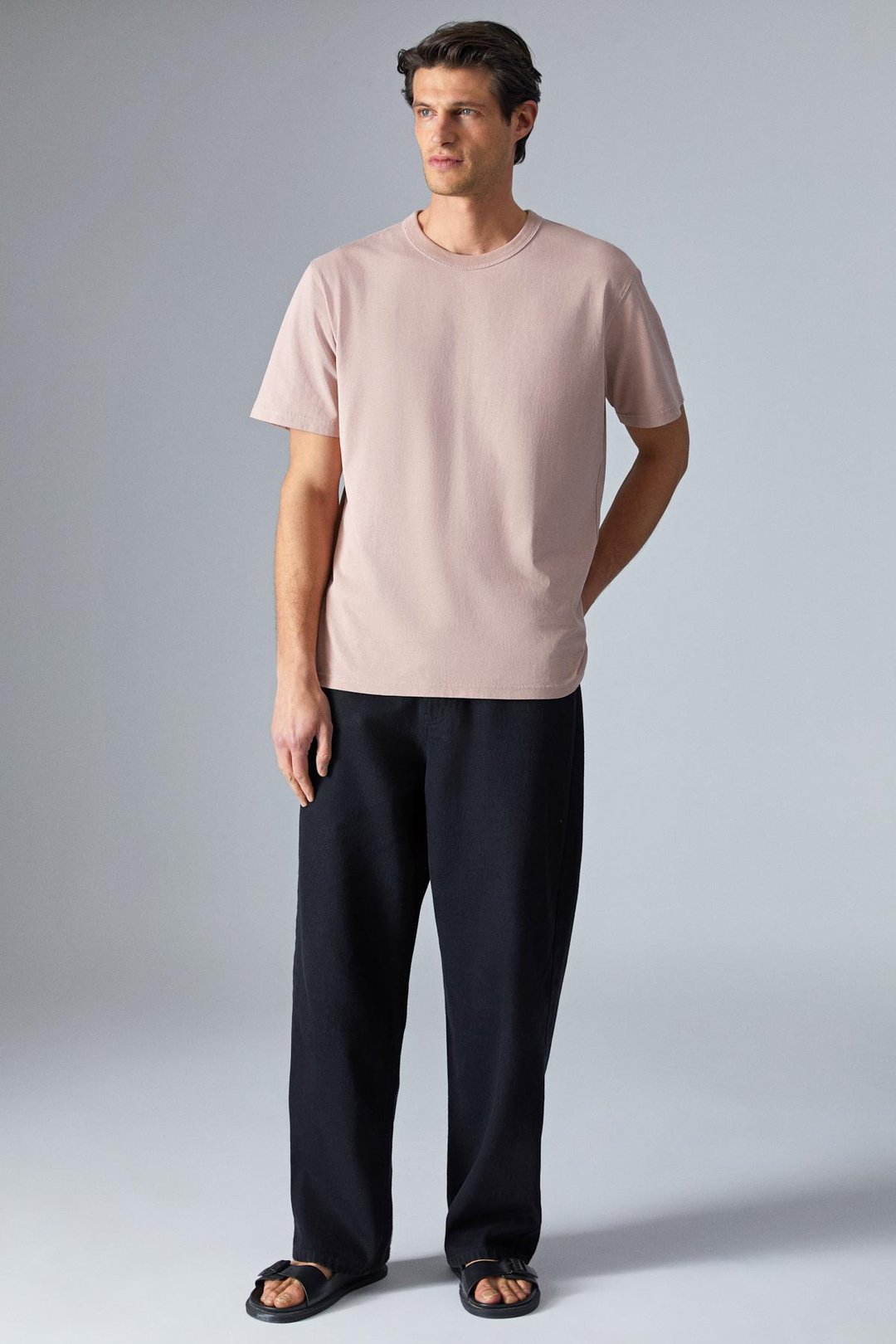 PELTZ Erkek Relaxed Bisiklet Yaka Kısa Kollu Gül Kurusu T-Shirt