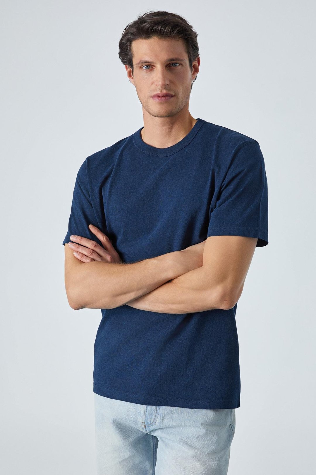 PELTZ Erkek Relaxed Bisiklet Yaka Kısa Kollu Lacivert T-Shirt