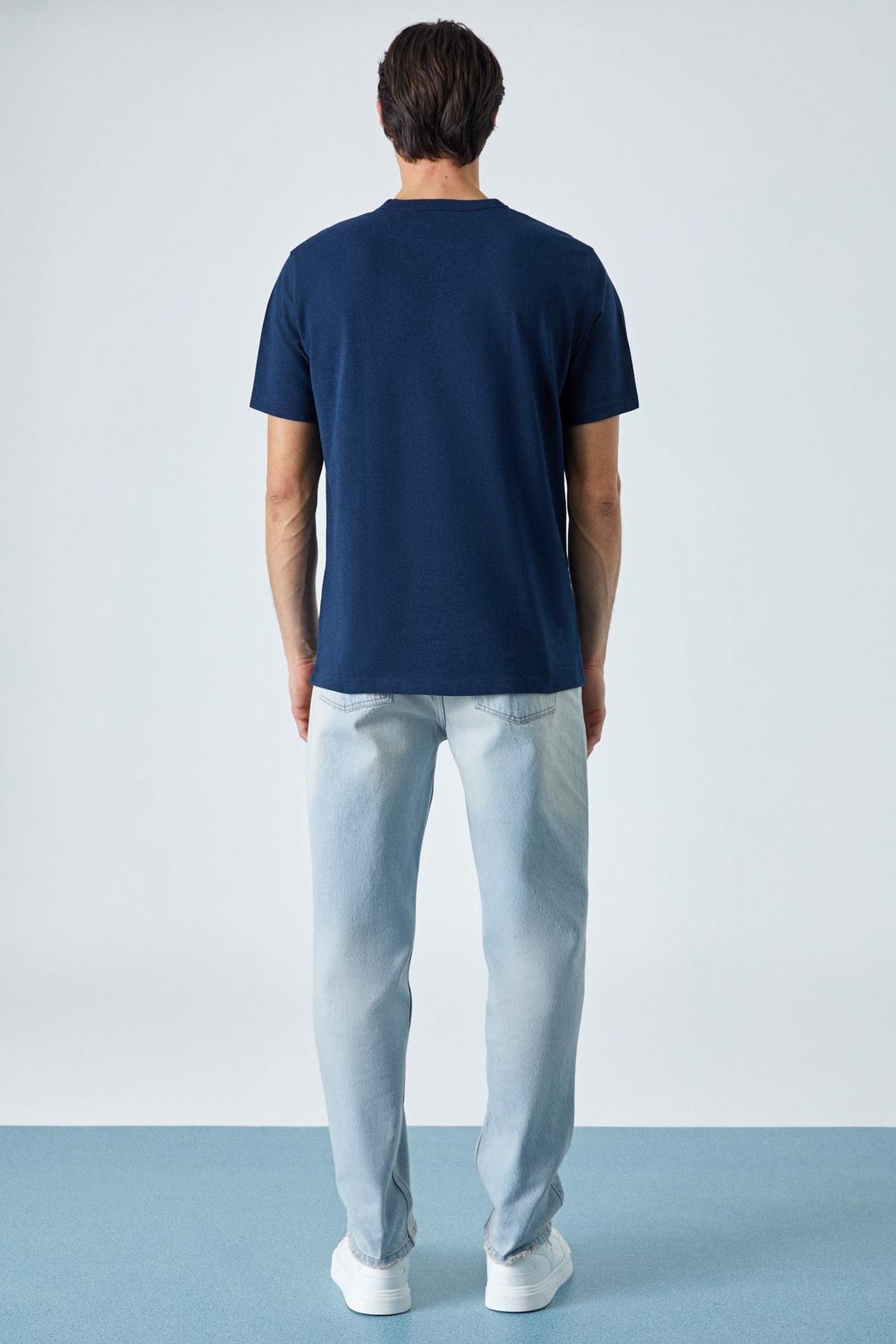 PELTZ Erkek Relaxed Bisiklet Yaka Kısa Kollu Lacivert T-Shirt