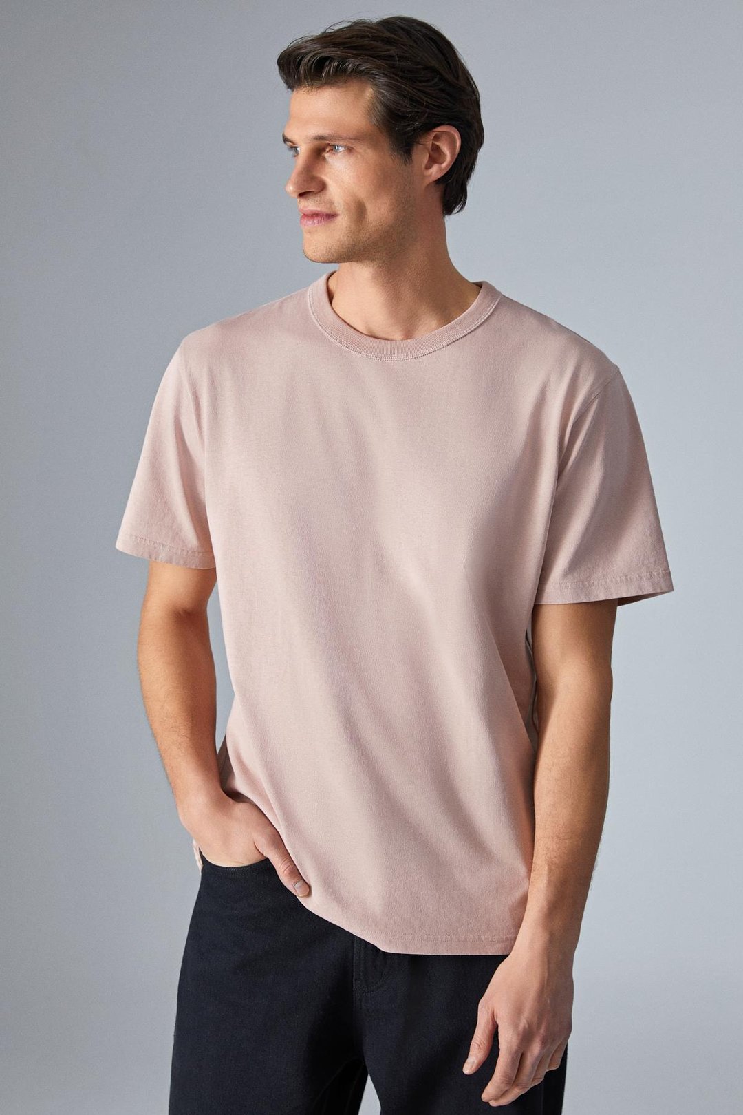 PELTZ Erkek Relaxed Bisiklet Yaka Kısa Kollu Gül Kurusu T-Shirt