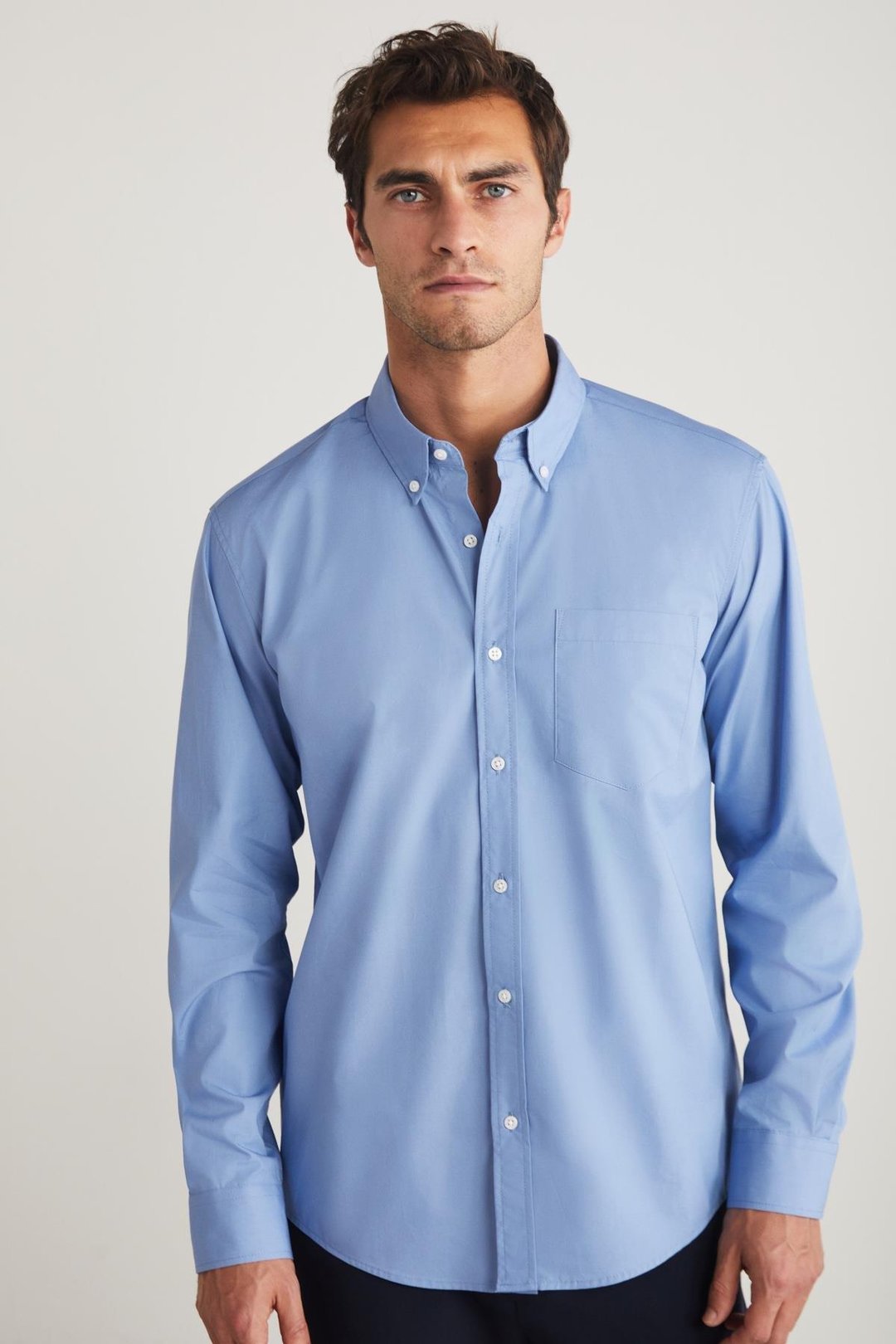 PERES Erkek Regular Mavi Tekli Gömlek
