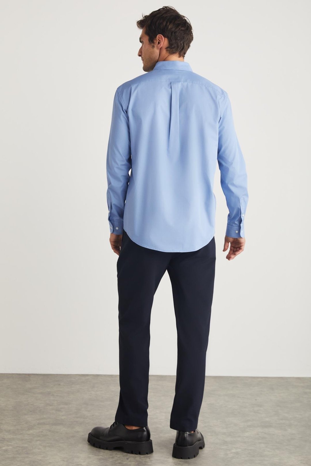 PERES Erkek Regular Mavi Tekli Gömlek