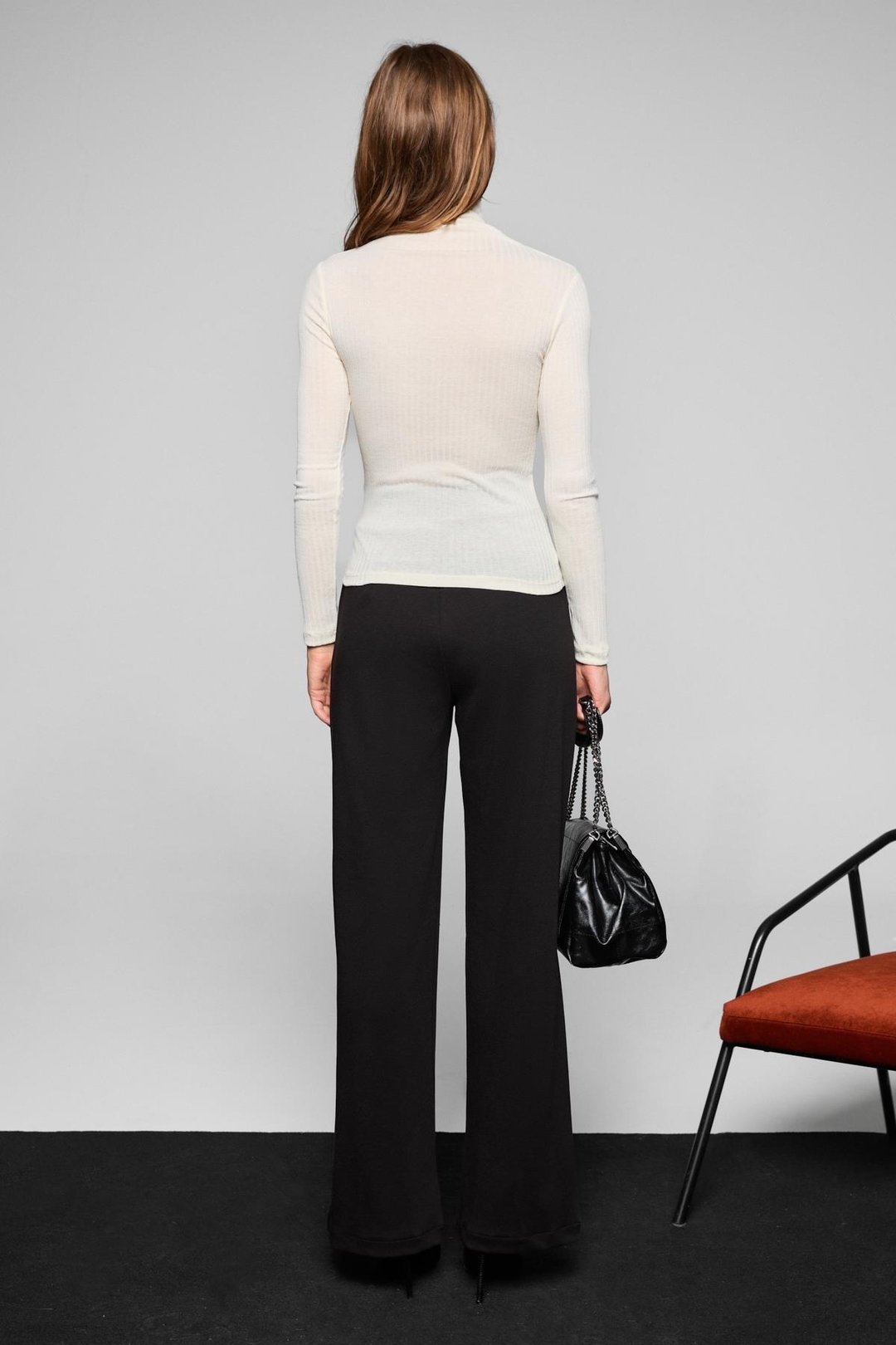 PHALIERA Kadın Esnek Kumaşlı Rahat Kalıp Cırt Kapamalı Siyah Pantolon