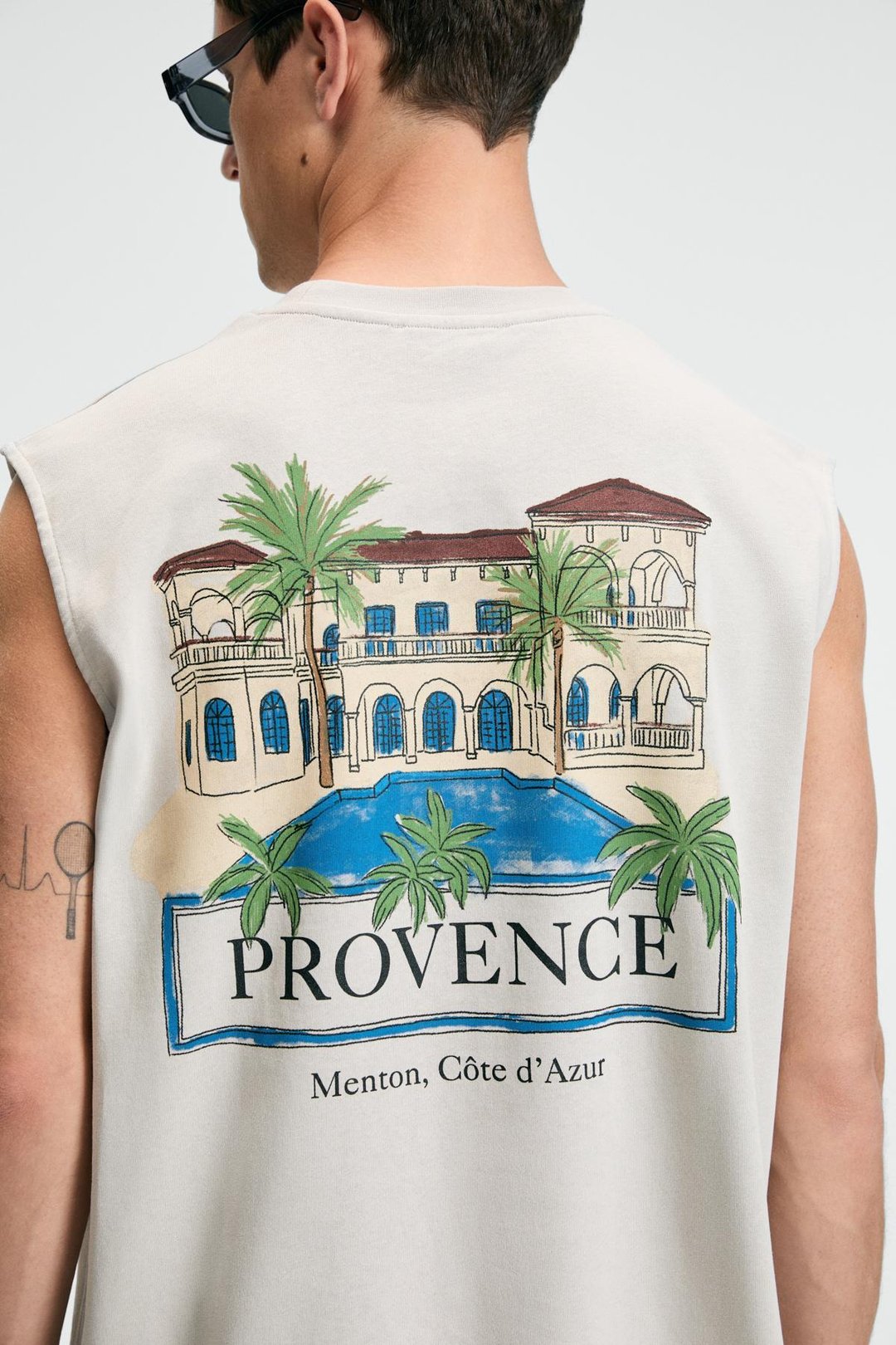 PHASE Erkek Baskı Detaylı Bisiklet Yaka Oversize Fit Bej T-Shirt