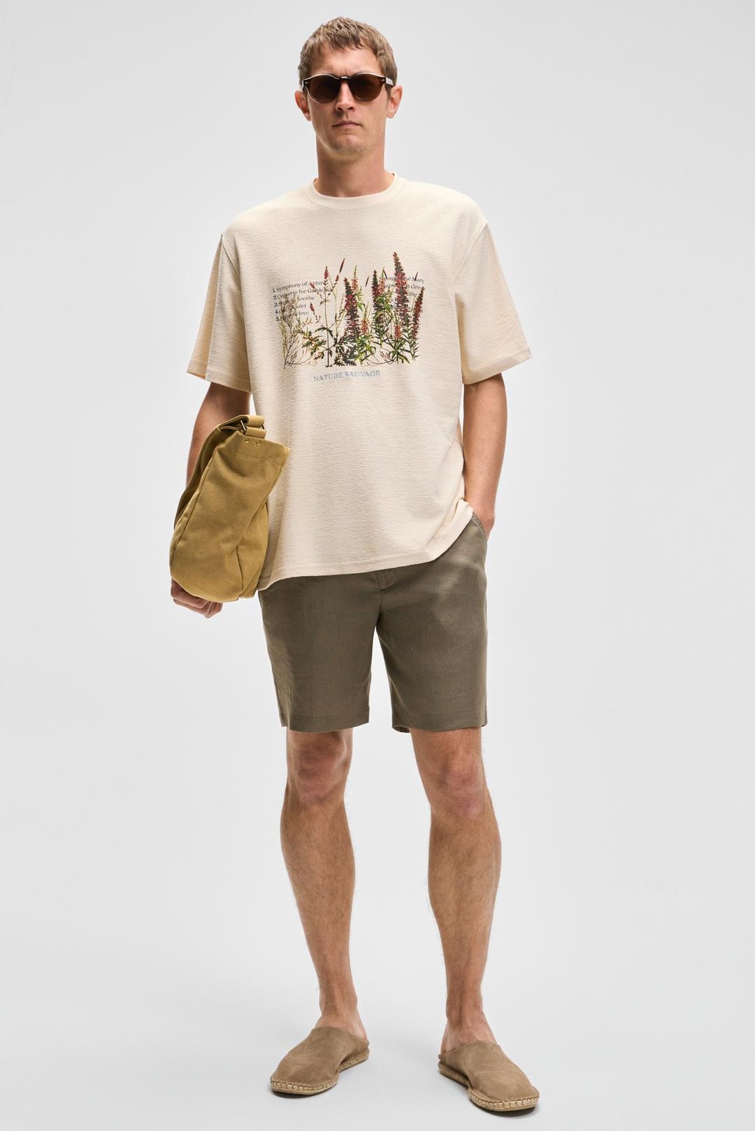 PLANTASIA Erkek %100 Organik Pamuk Baskı ve Nakış Detaylı Kısa Kollu Vanilya T-Shirt