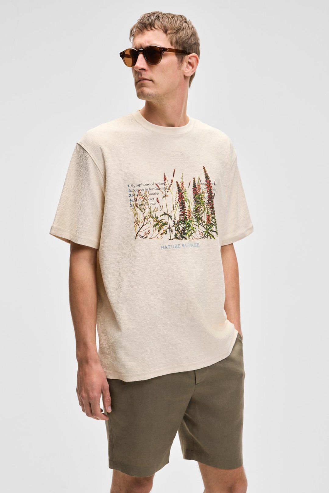 PLANTASIA Erkek %100 Organik Pamuk Baskı ve Nakış Detaylı Kısa Kollu Vanilya T-Shirt