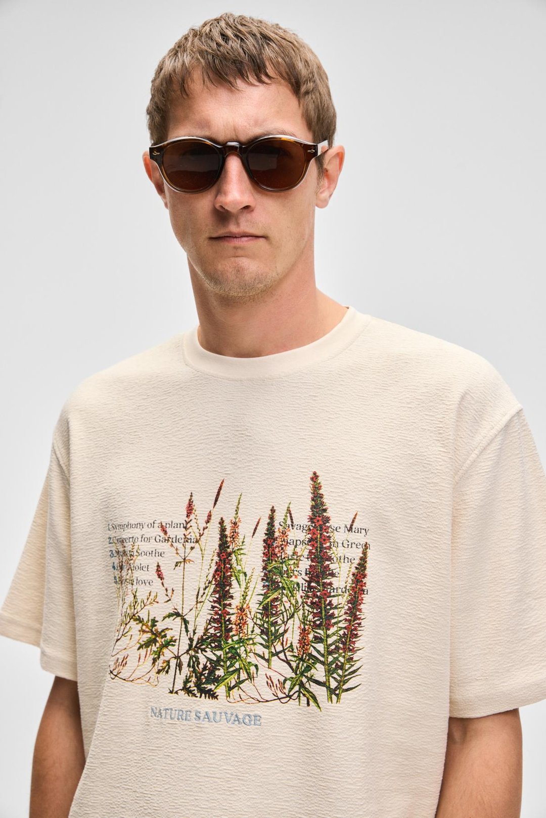 PLANTASIA Erkek %100 Organik Pamuk Baskı ve Nakış Detaylı Kısa Kollu Vanilya T-Shirt