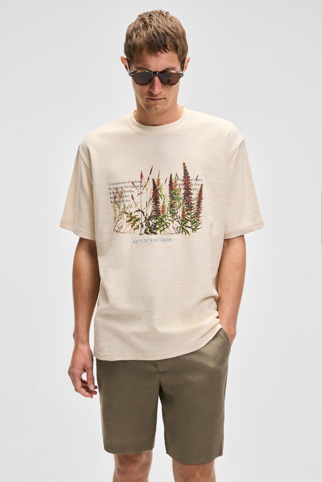 PLANTASIA Erkek %100 Organik Pamuk Baskı ve Nakış Detaylı Kısa Kollu Vanilya T-Shirt