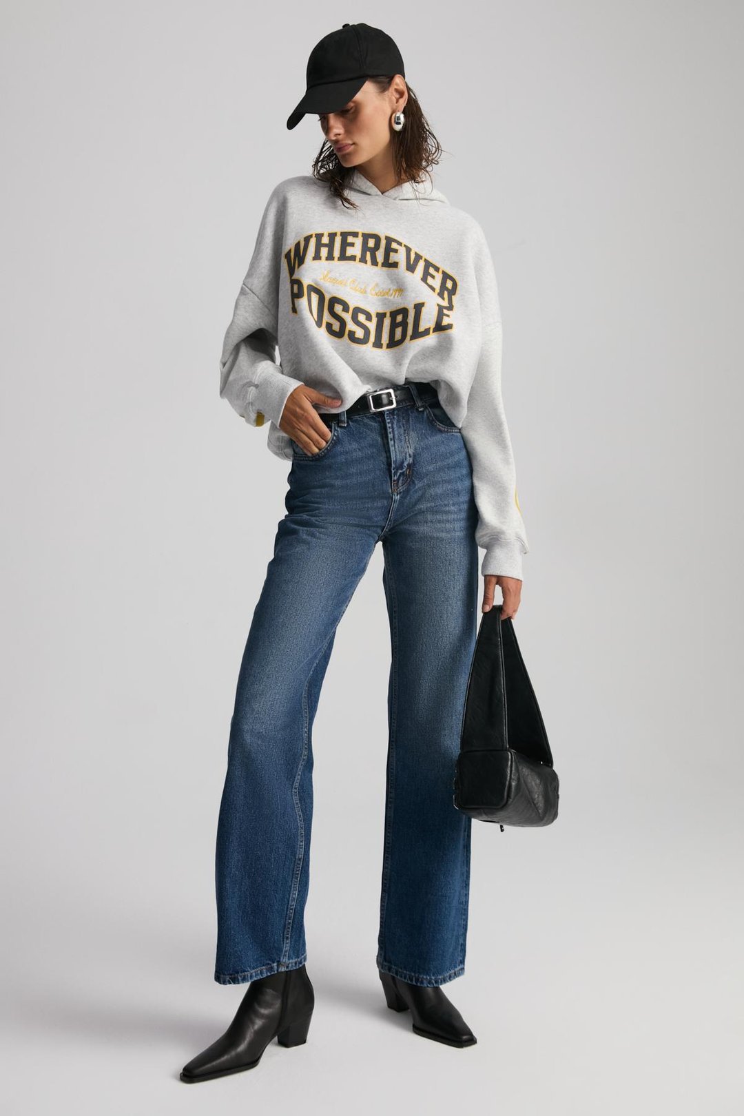 POSSIBILITY Kadın Nakışlı Baskılı Kapüşonlu Grimelanj Sweatshirt