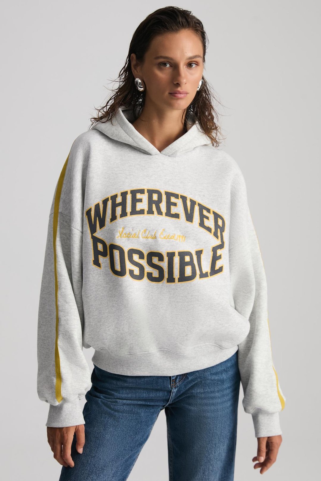 POSSIBILITY Kadın Nakışlı Baskılı Kapüşonlu Grimelanj Sweatshirt