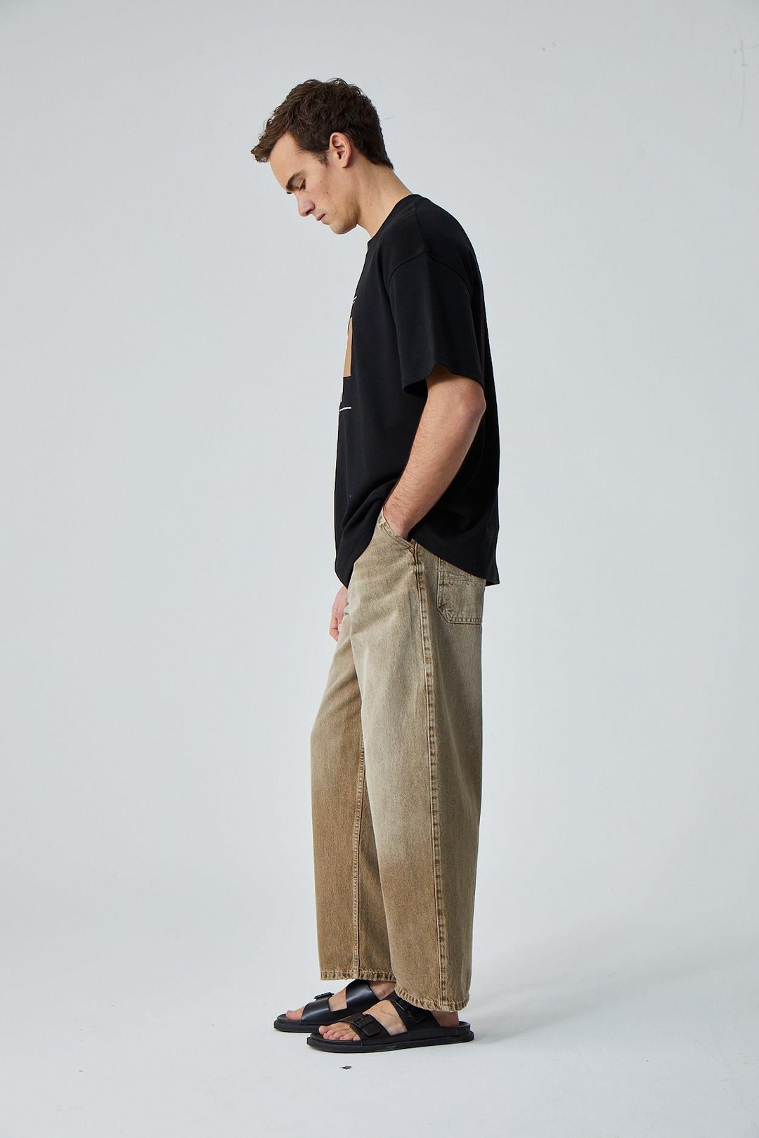 PRISMATIC Erkek %100 Organik Pamuklu Özel Kalın Dokulu Nefes Alabilir Oversize Baskılı Siyah T-Shirt