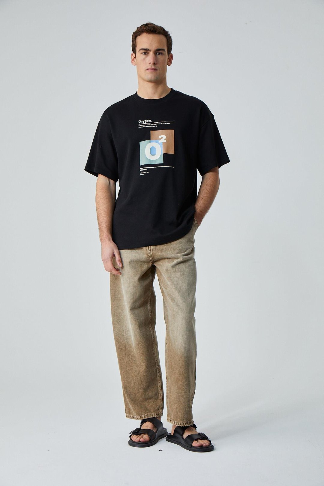 PRISMATIC Erkek %100 Organik Pamuklu Özel Kalın Dokulu Nefes Alabilir Oversize Baskılı Siyah T-Shirt