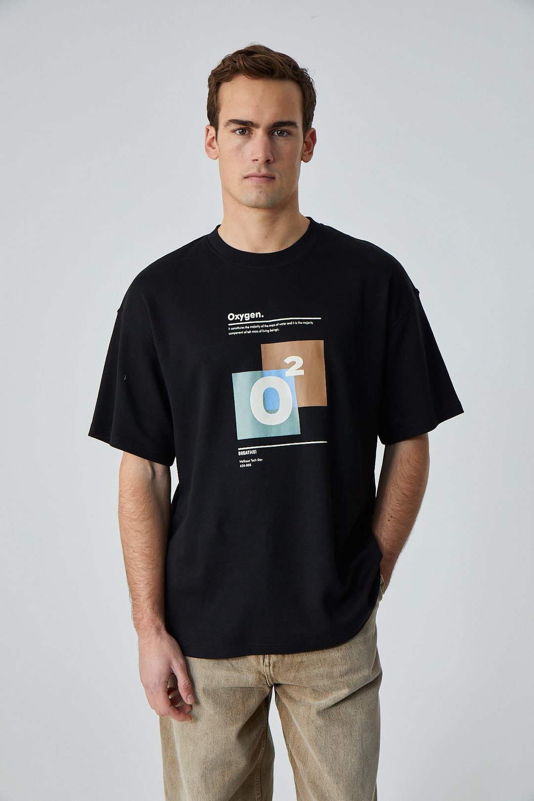 PRISMATIC Erkek %100 Organik Pamuklu Özel Kalın Dokulu Nefes Alabilir Oversize Baskılı Siyah T-Shirt