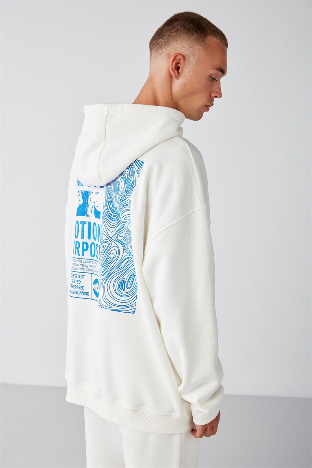 PROCESS Erkek Relaxed Oversize Ekru  Sweatshirt