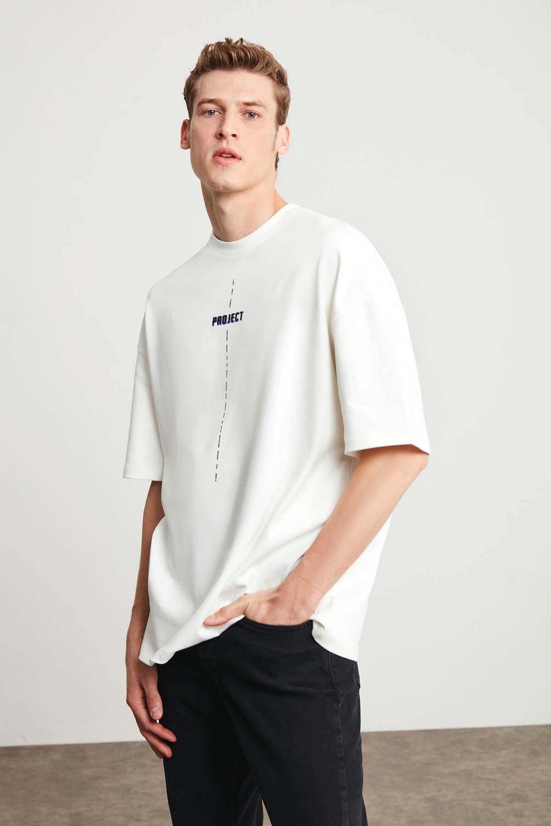 PROJECT  Oversize Beyaz  T-Shirt