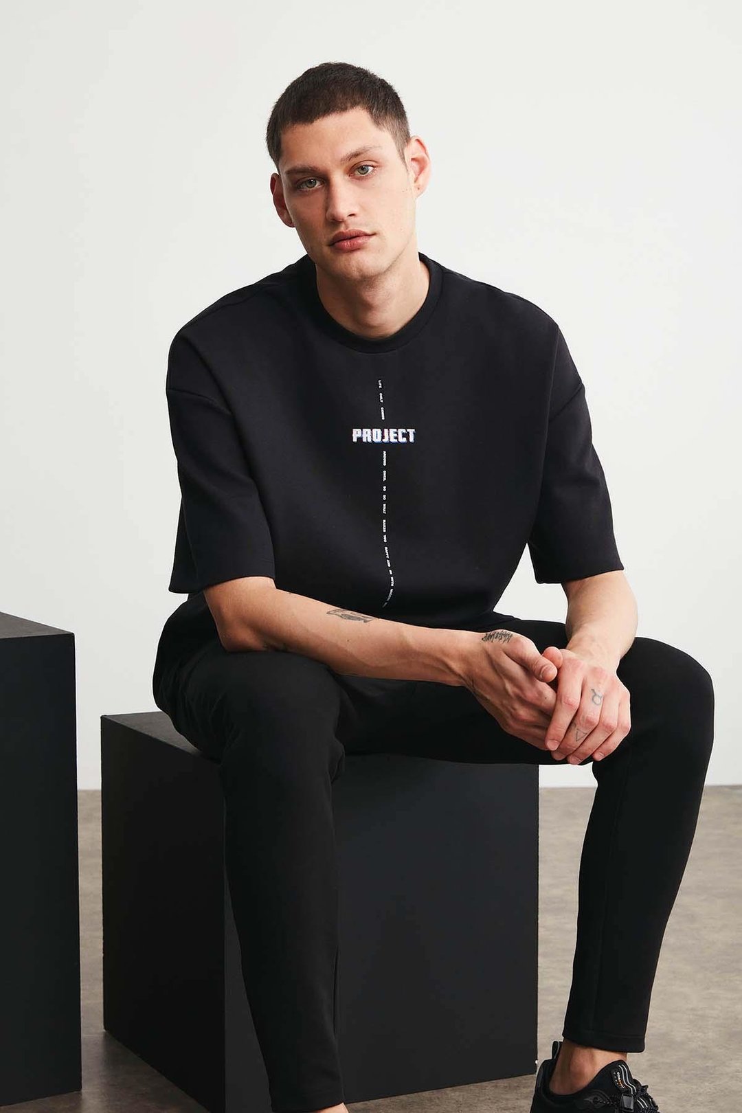 PROJECT  Oversize Siyah  T-Shirt