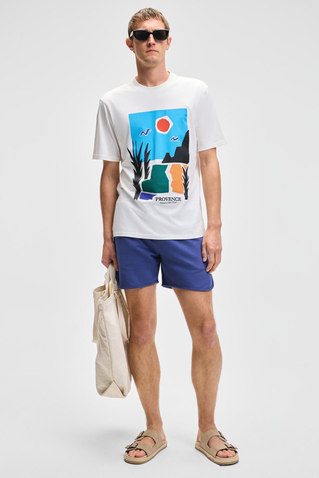 PROVENCE Erkek Bisiklet Yaka %100 Organik Pamuklu Regular Fit Beyaz T-Shirt