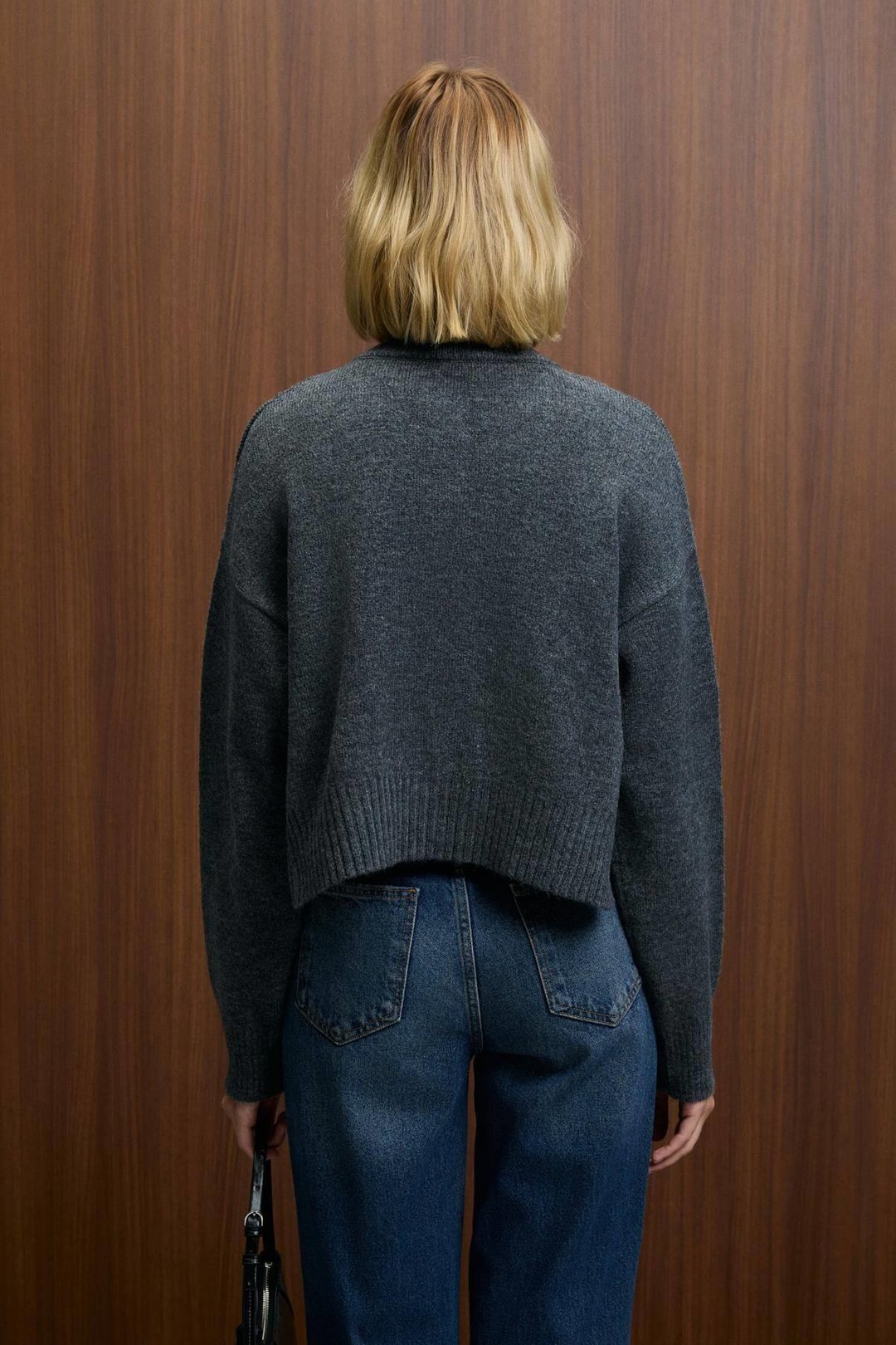 PUREZA Kadın Yuvarlak Yakalı Uzun Kollu Düğmeli Yumuşak Dokulu Regular Fit Triko Antrasit Kazak