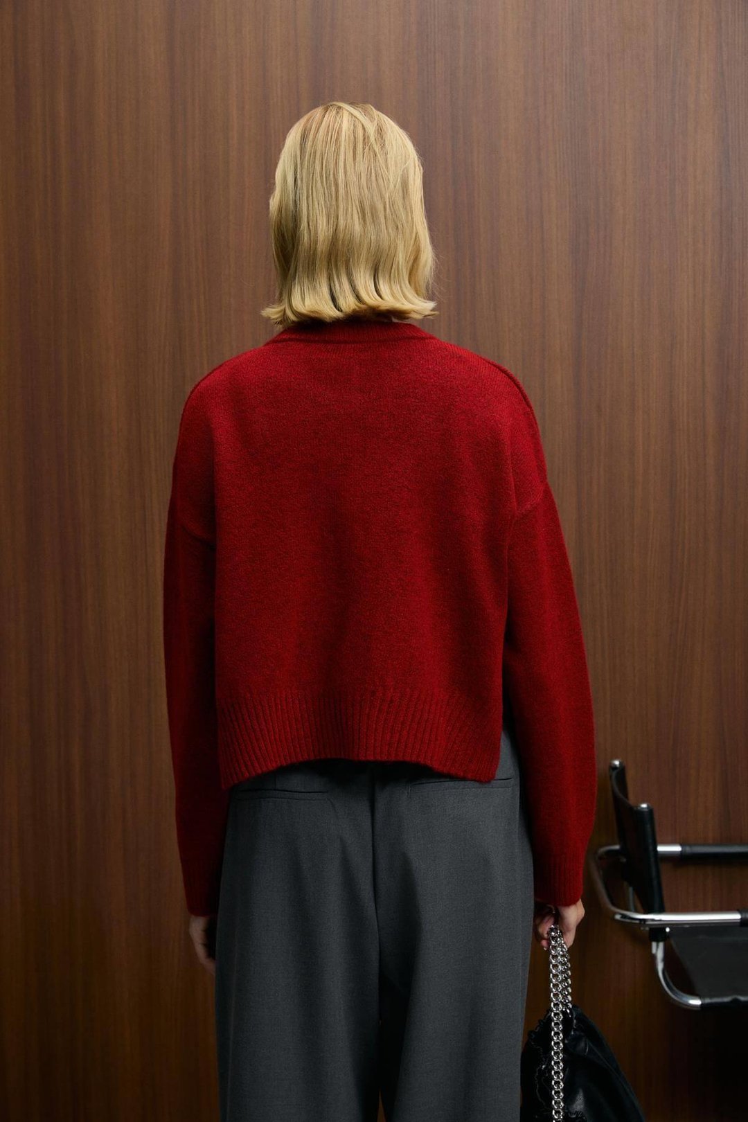 PUREZA Kadın Yuvarlak Yakalı Uzun Kollu Düğmeli Yumuşak Dokulu Regular Fit Triko Kırmızı Kazak