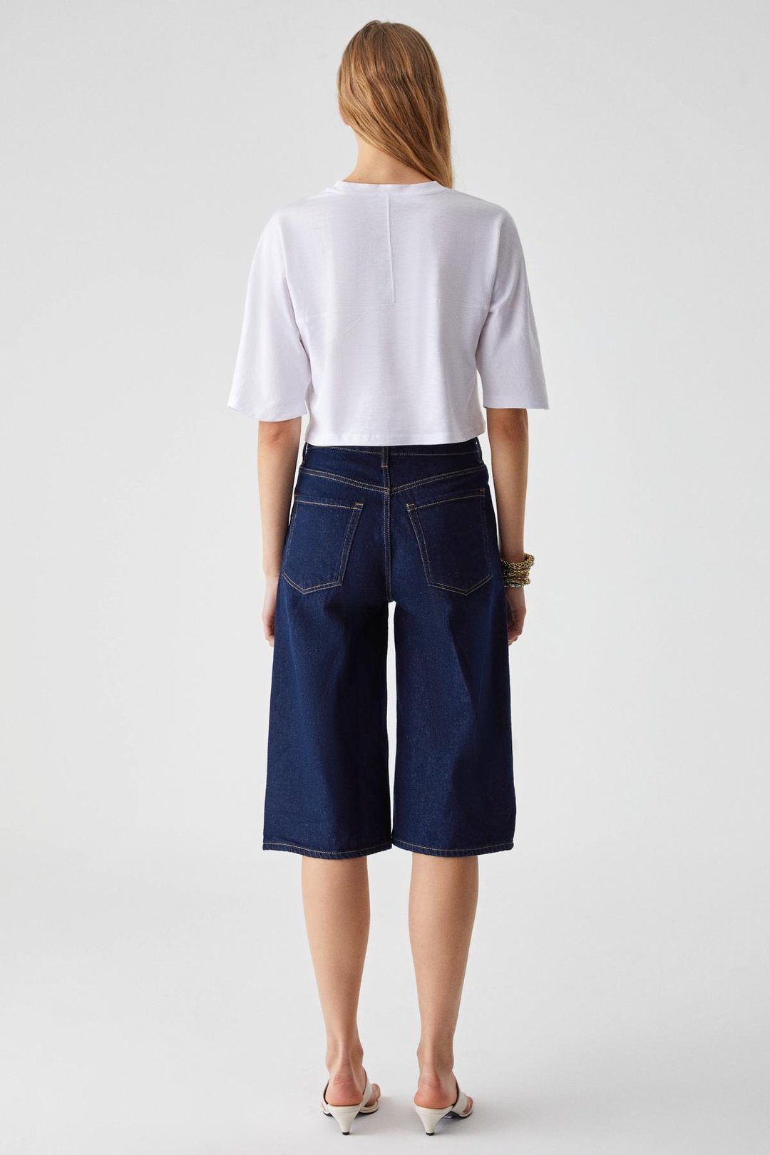 QEFKOP Kadın %100 Pamuk Bisiklet Yaka Oversize Beyaz T-Shirt