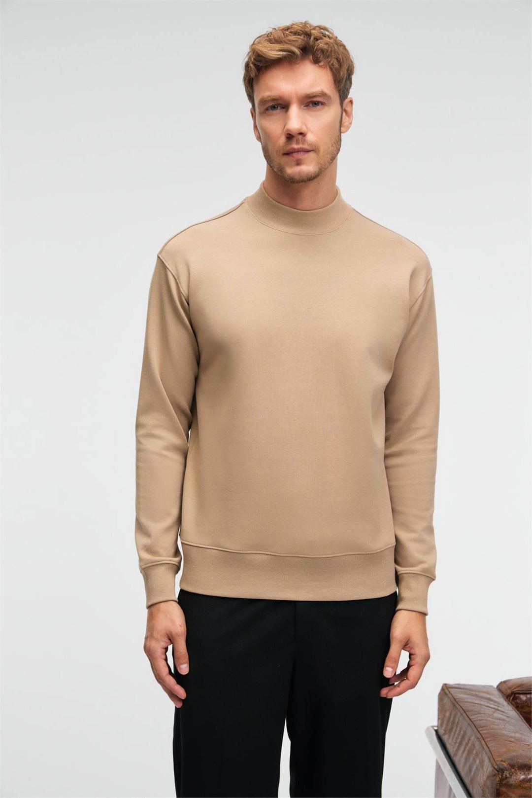 QUILLA Erkek Yarım Balıkçı Basic Bej Sweatshirt
