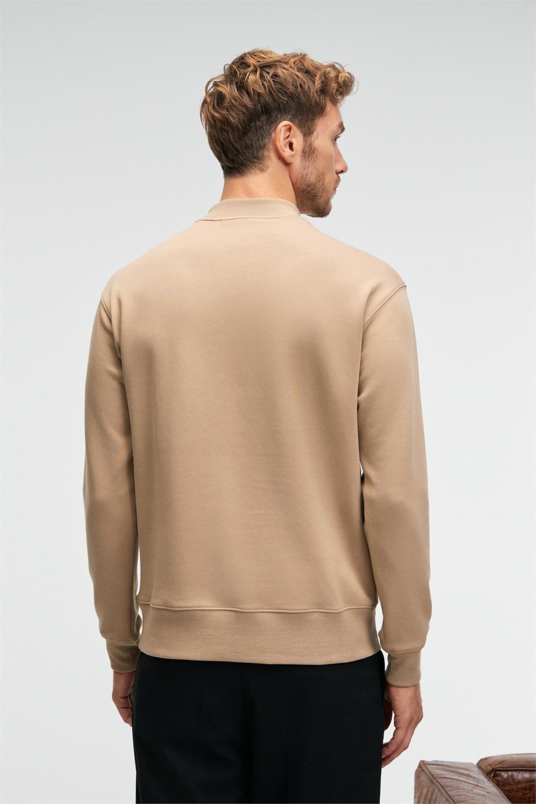 QUILLA Erkek Yarım Balıkçı Basic Bej Sweatshirt