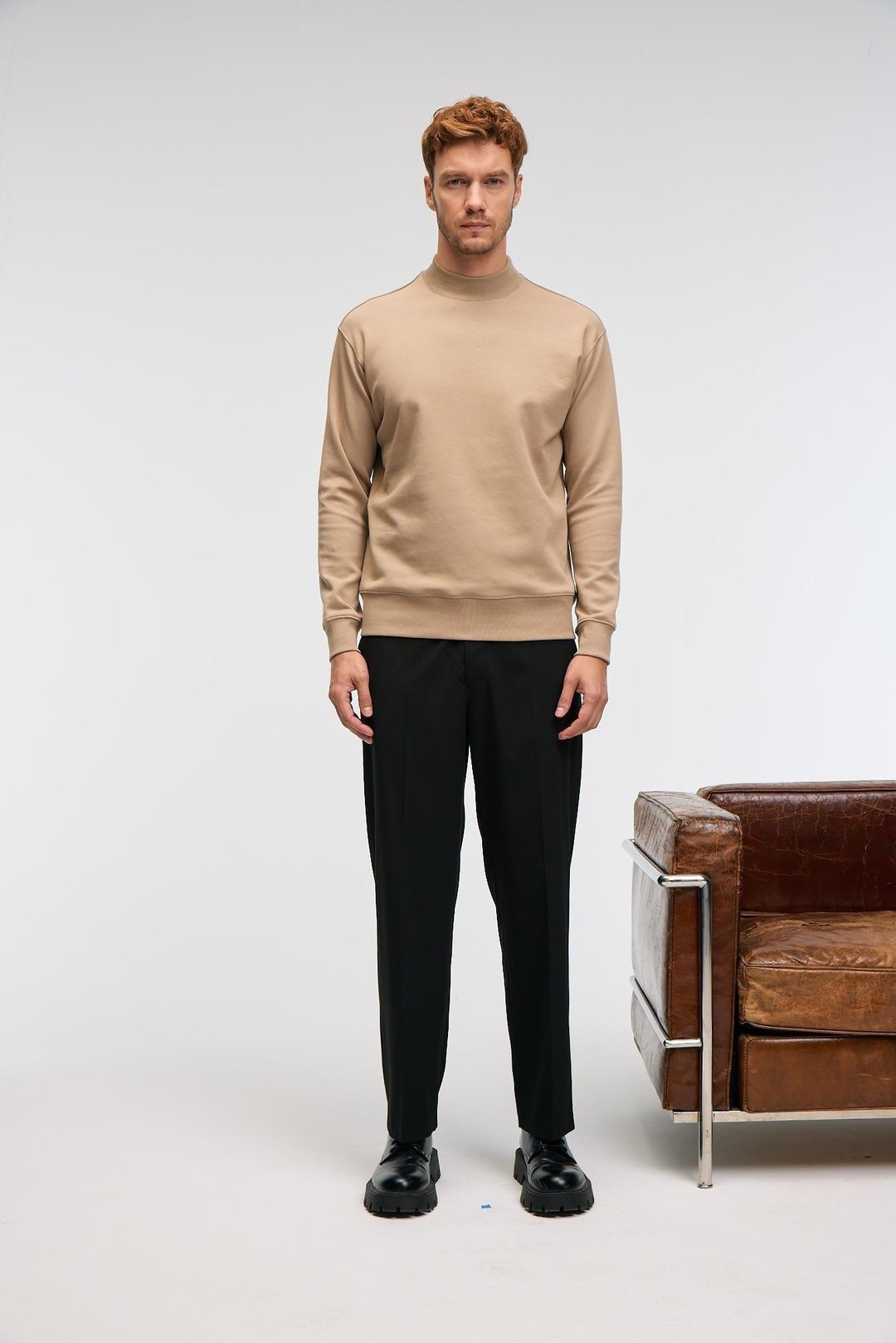 QUILLA Erkek Yarım Balıkçı Basic Bej Sweatshirt