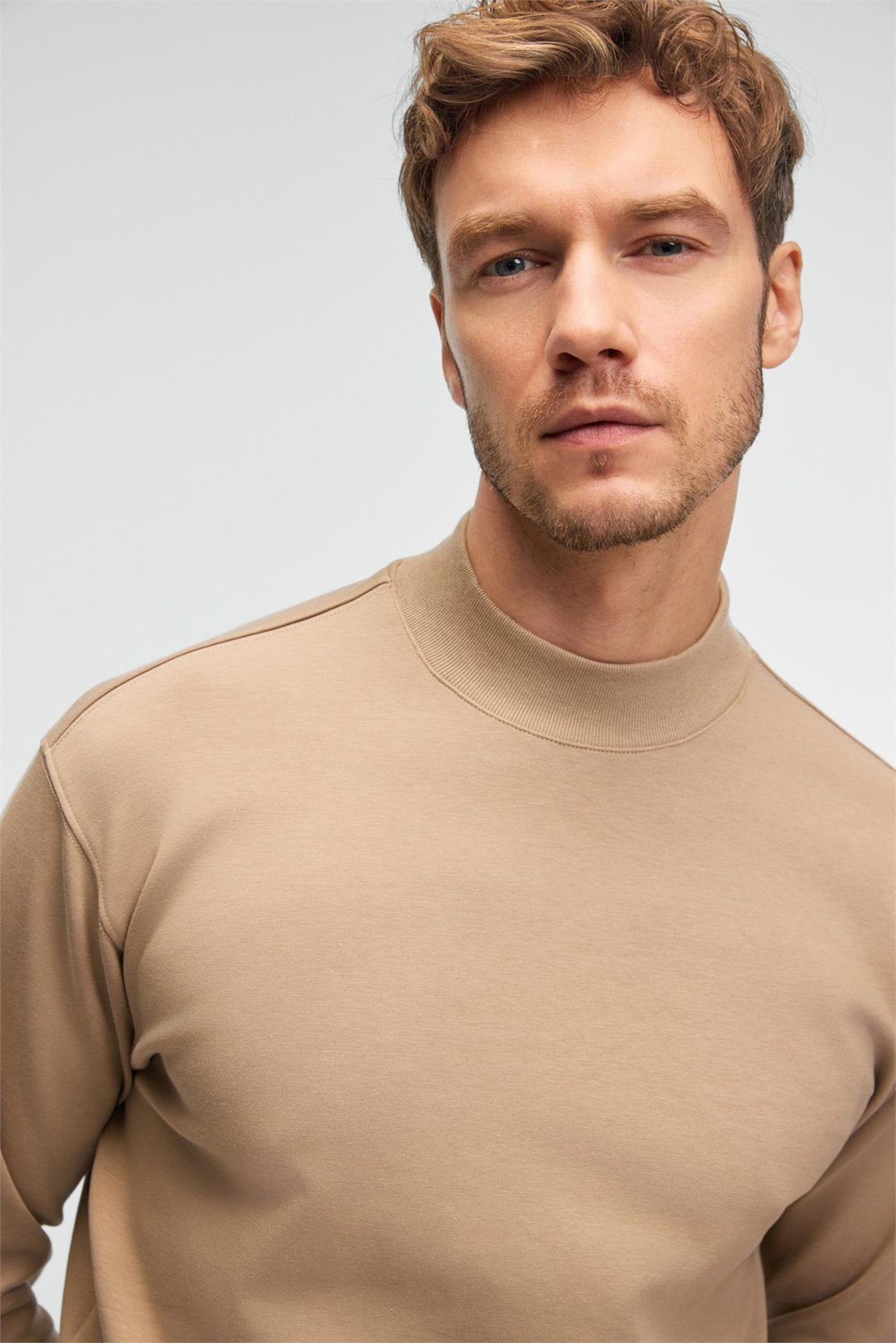 QUILLA Erkek Yarım Balıkçı Basic Bej Sweatshirt